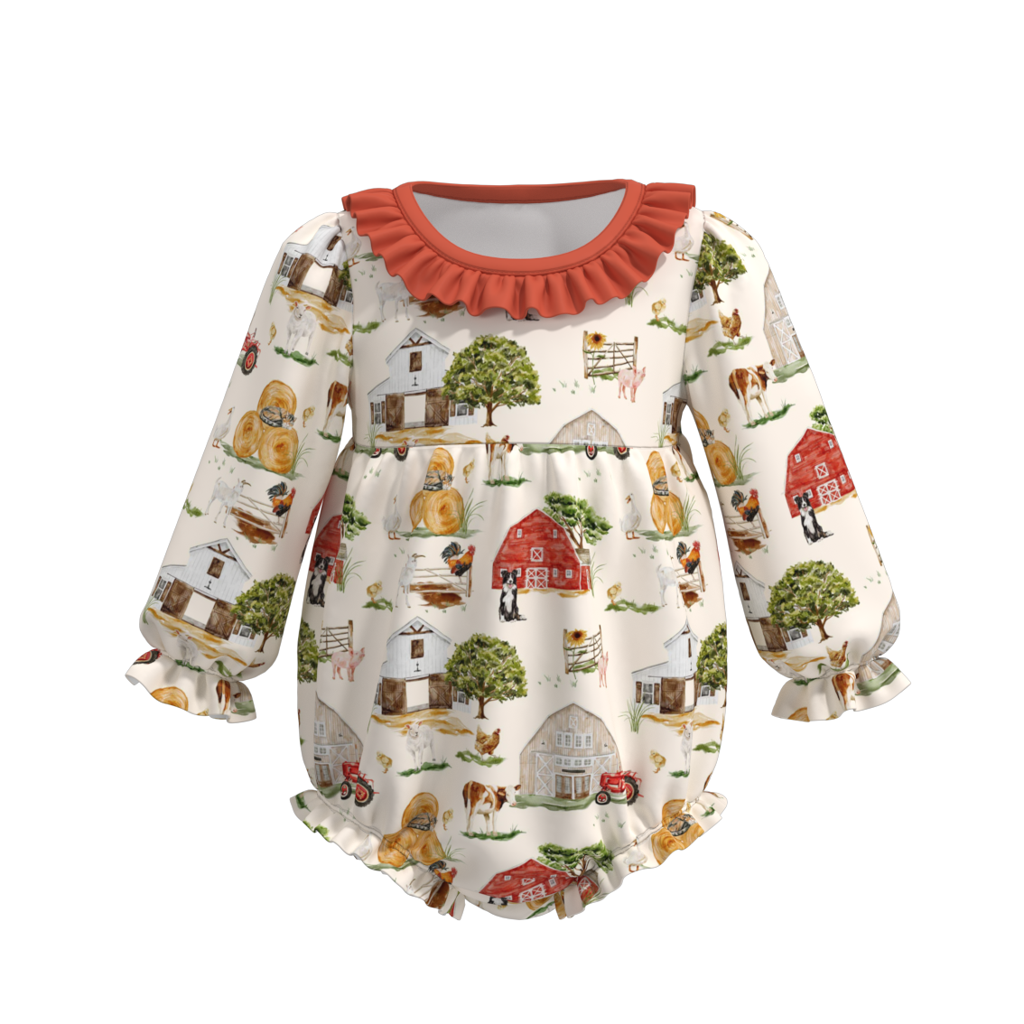 (Pre Order)Baby Girls Fall Cute Animals Print Romper