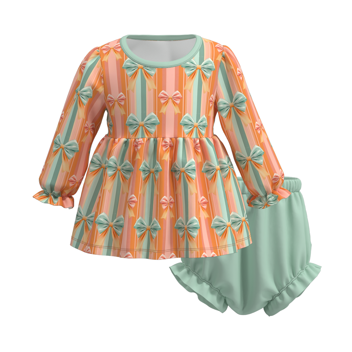 (Pre Order)Baby Girls Fall and Winter Basic Print Bloomer Set