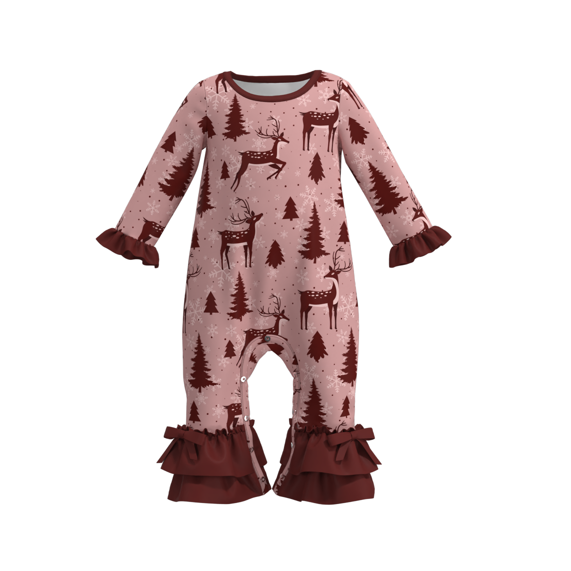 (Pre Order)Baby Girls Christmas Print Romper