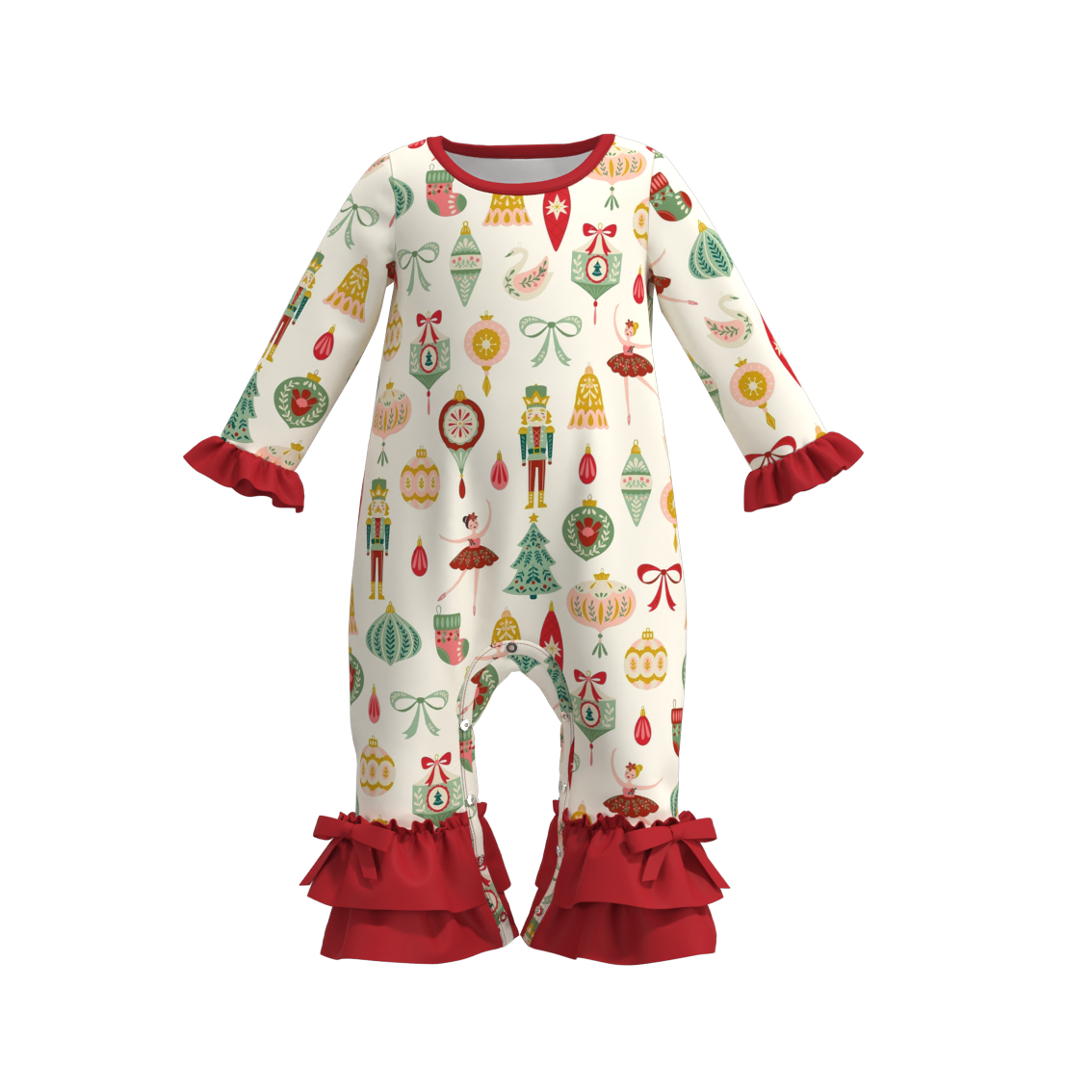 (Pre Order)Baby Girls Christmas Print Romper