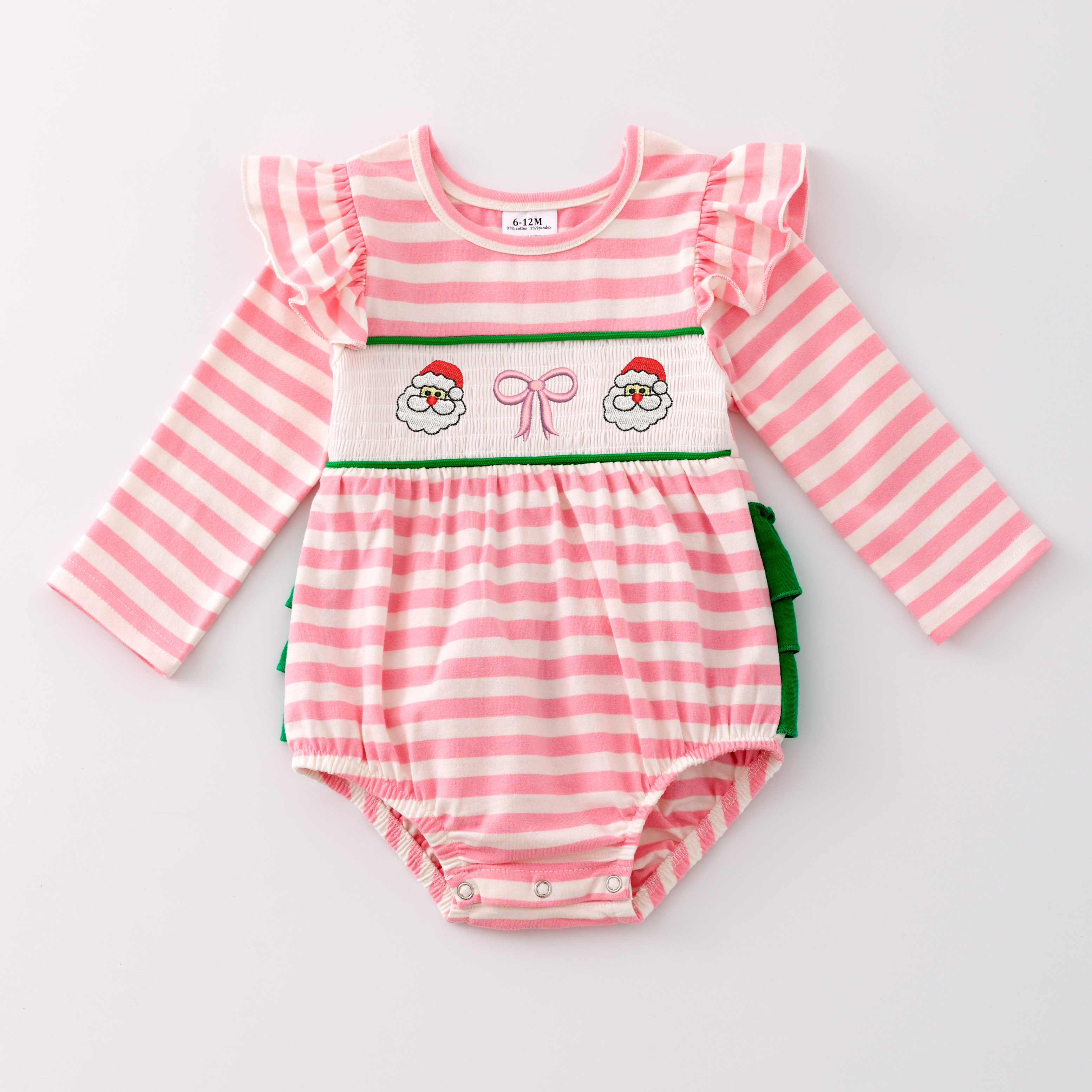 (Pre Order)Baby Girls Christmas Embroidery Smocked Romper