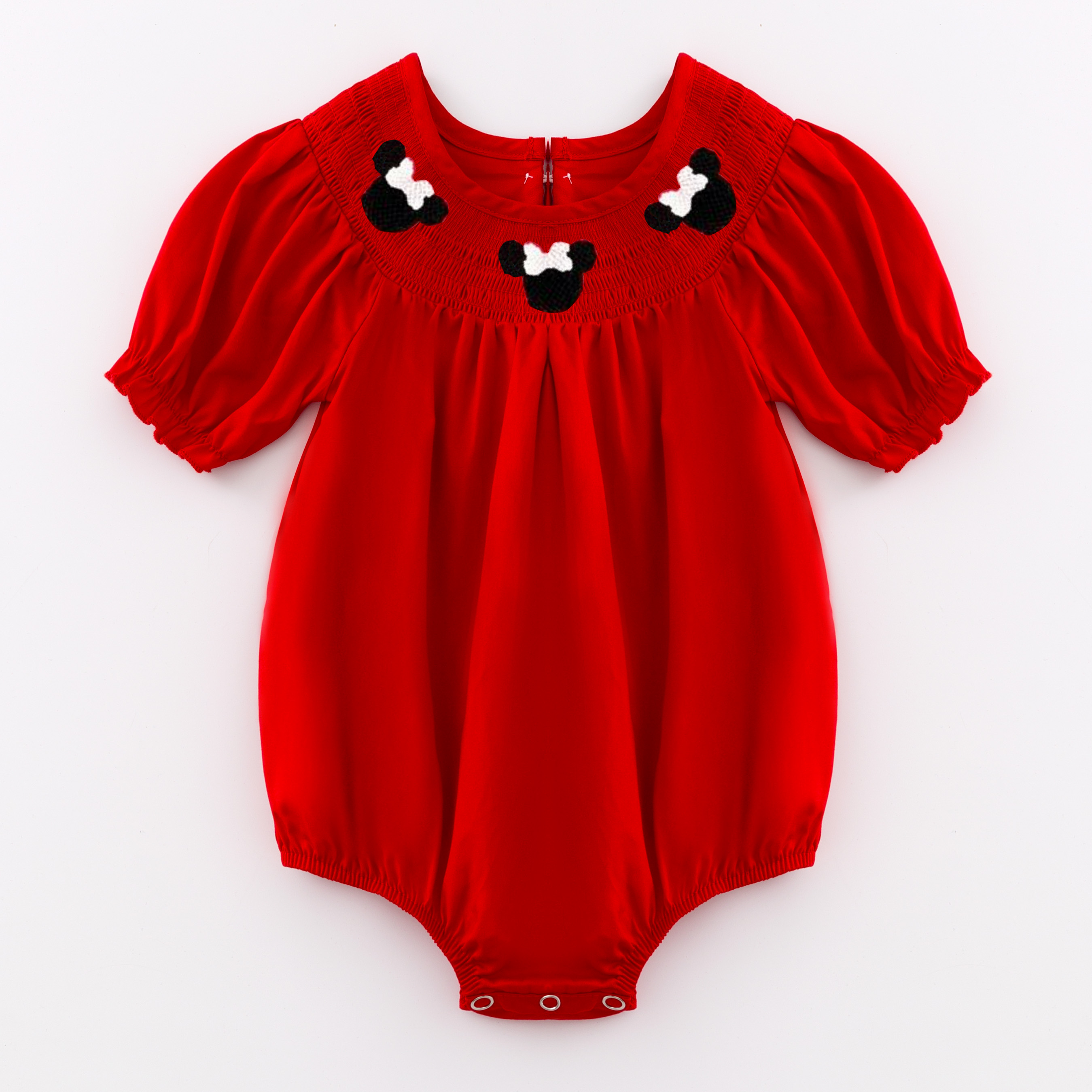 (Pre Order)Girls Cartoon Embroidery Smocked Dress and Romper