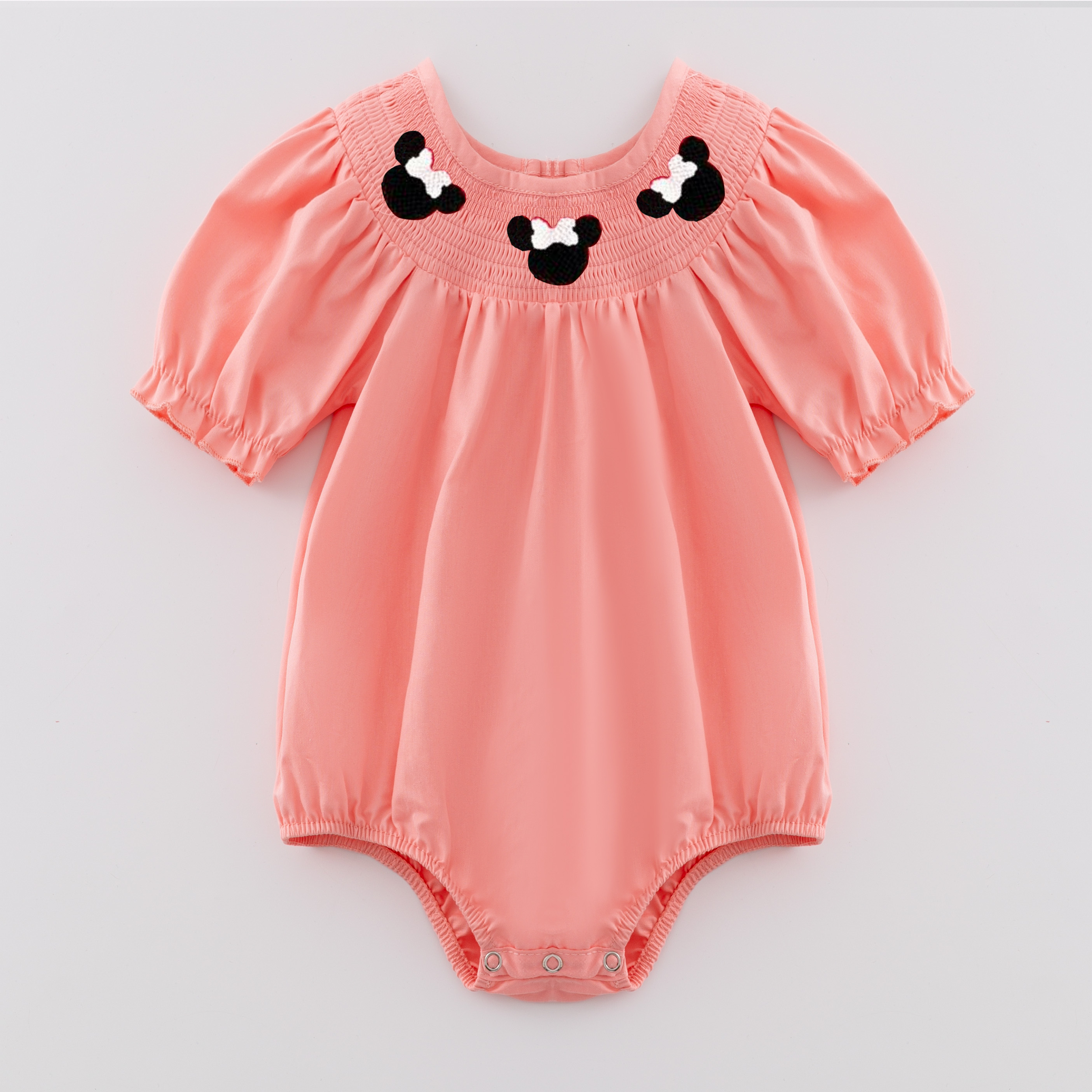 (Pre Order)Girls Cartoon Embroidery Smocked Dress and Romper