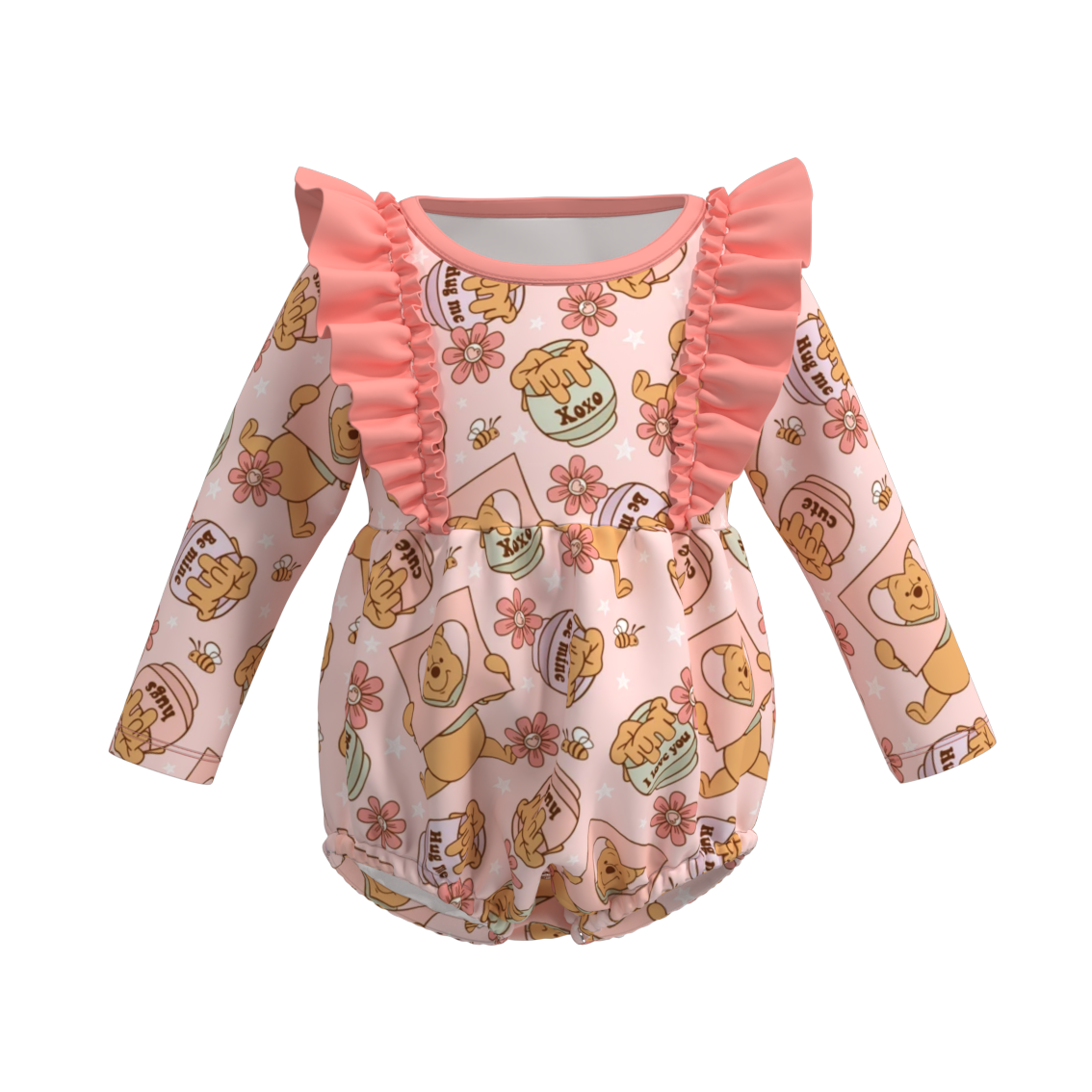 (Pre Order)Baby Girls Valentine's Day Cartoon Print Romper