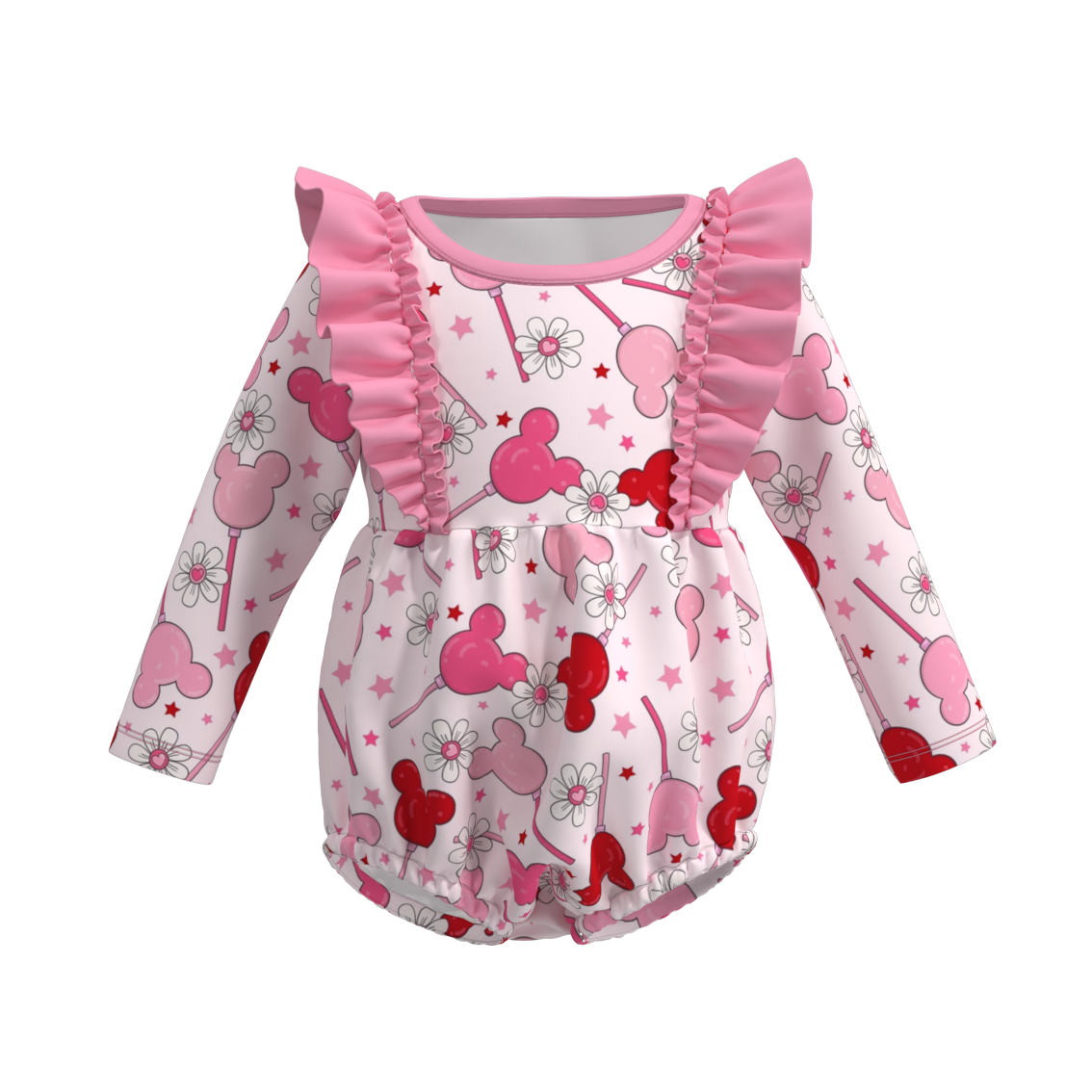 (Pre Order)Baby Girls Valentine's Day Cartoon Print Romper