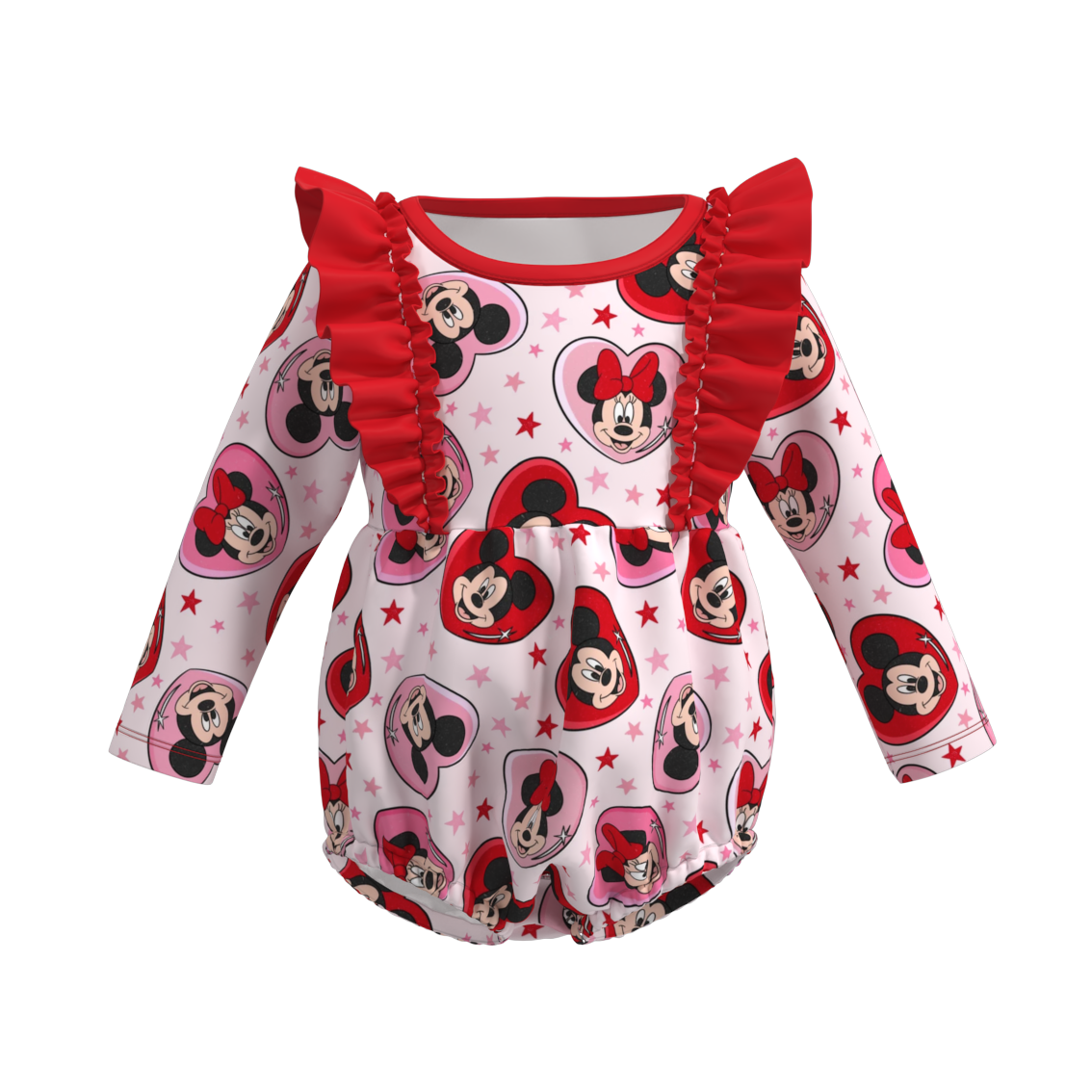 (Pre Order)Baby Girls Valentine's Day Cartoon Print Romper