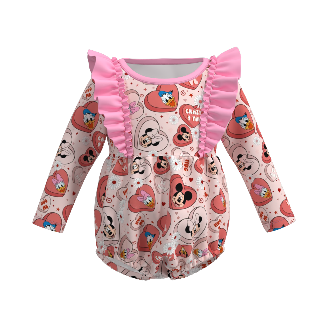 (Pre Order)Baby Girls Valentine's Day Cartoon Print Romper