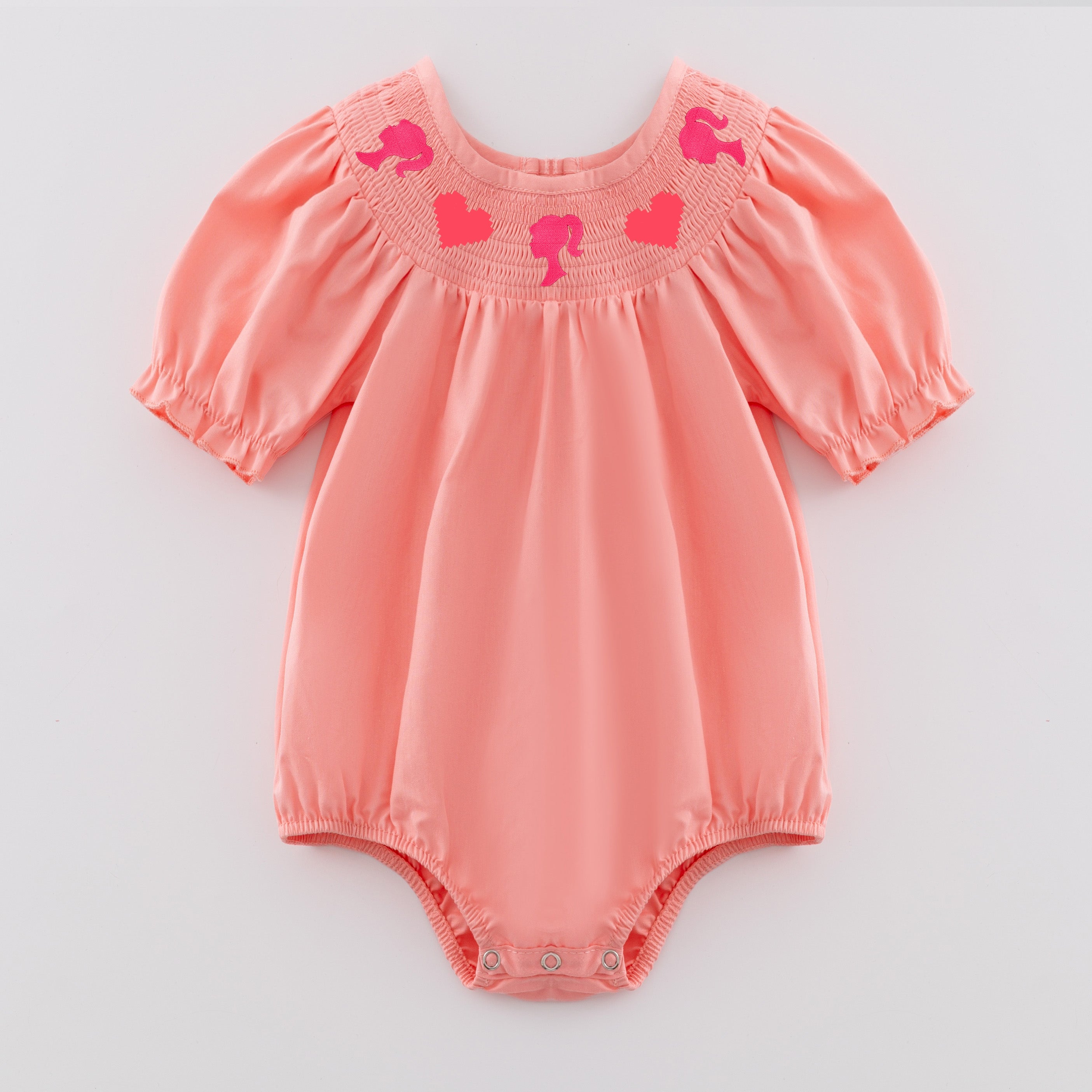 (Pre Order)Girls Valentine's Day Embroidery Smocked Dress and Romper