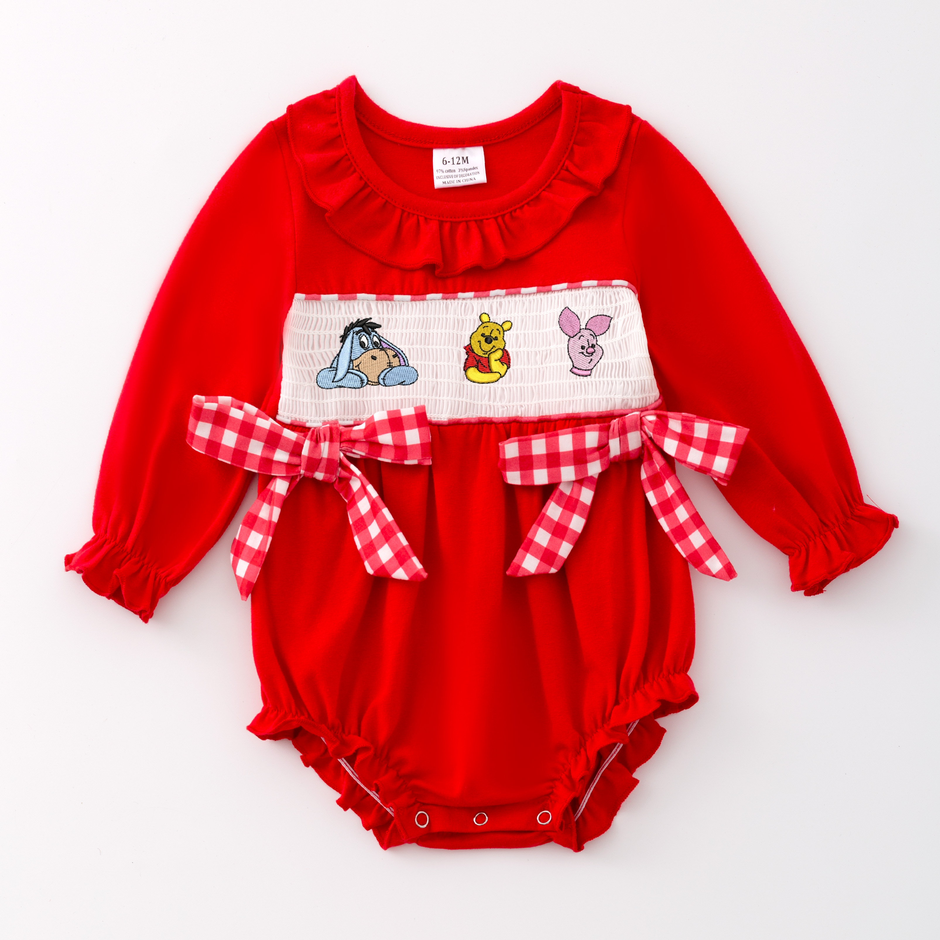 (Pre Order)Baby Girls Christmas Embroidery Smocked Romper