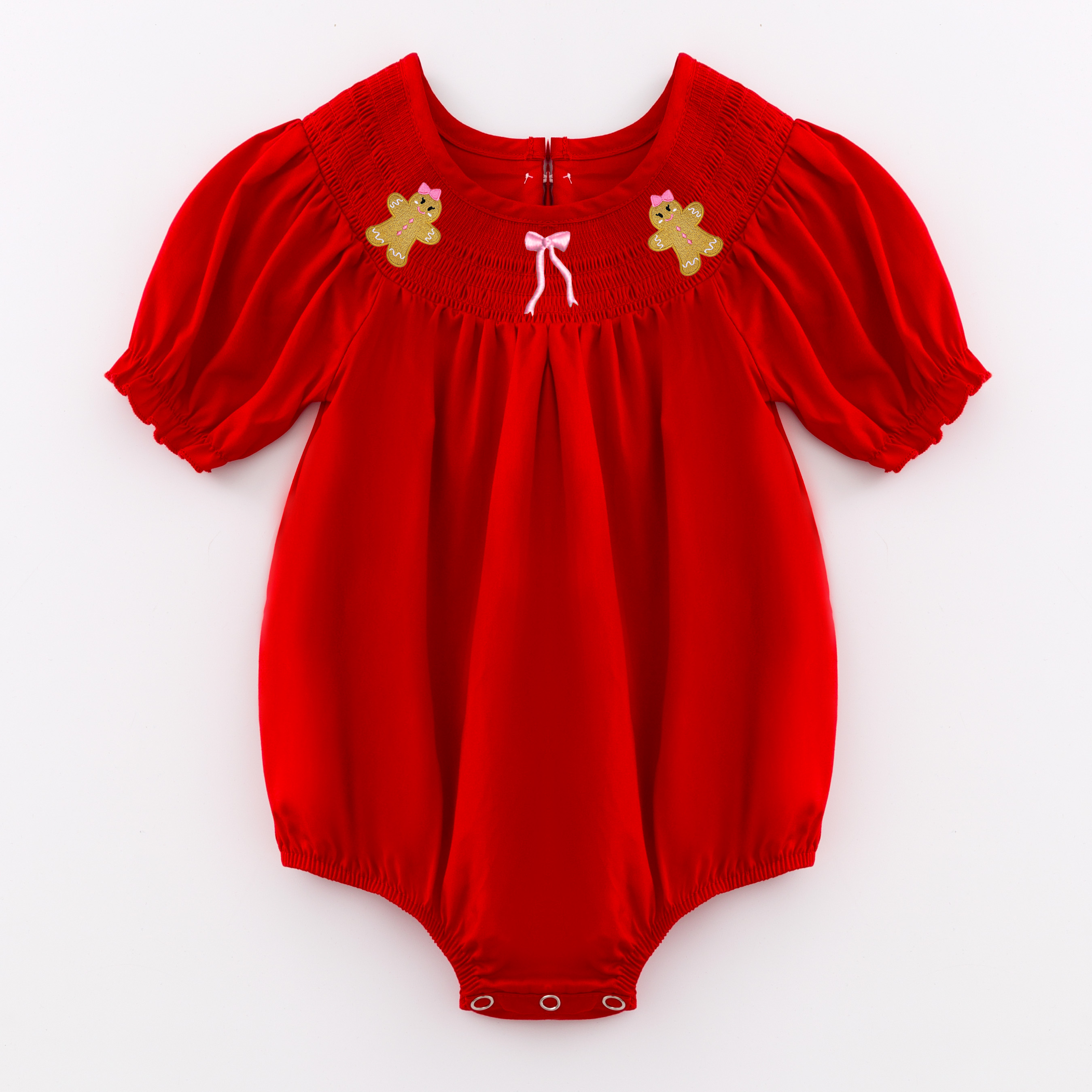 (Pre Order)Baby Girls Christmas Embroidery Smocked Romper