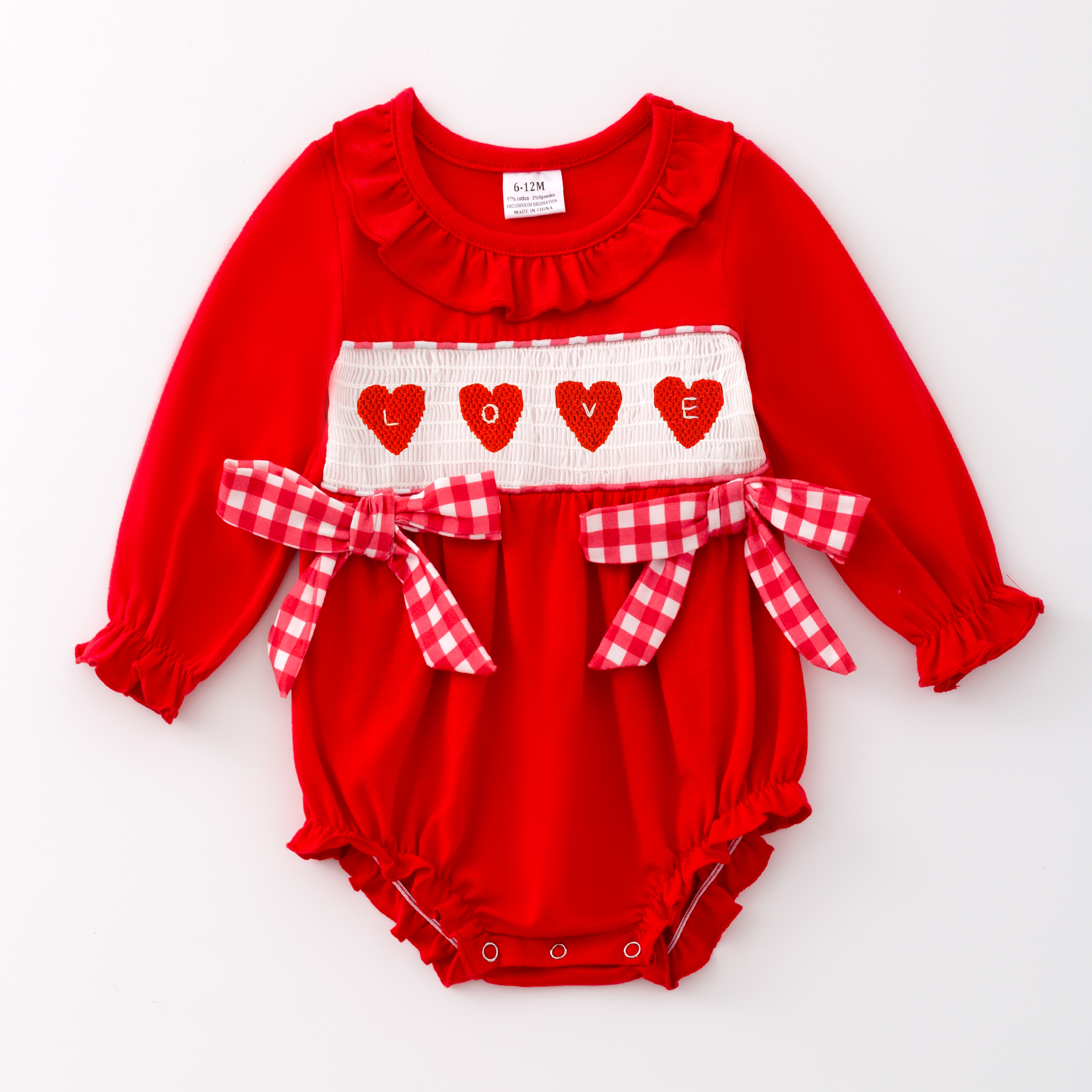 (Pre Order)Girls and Boys Valentine's Day Embroidery Smocked Dress Romper Outfit