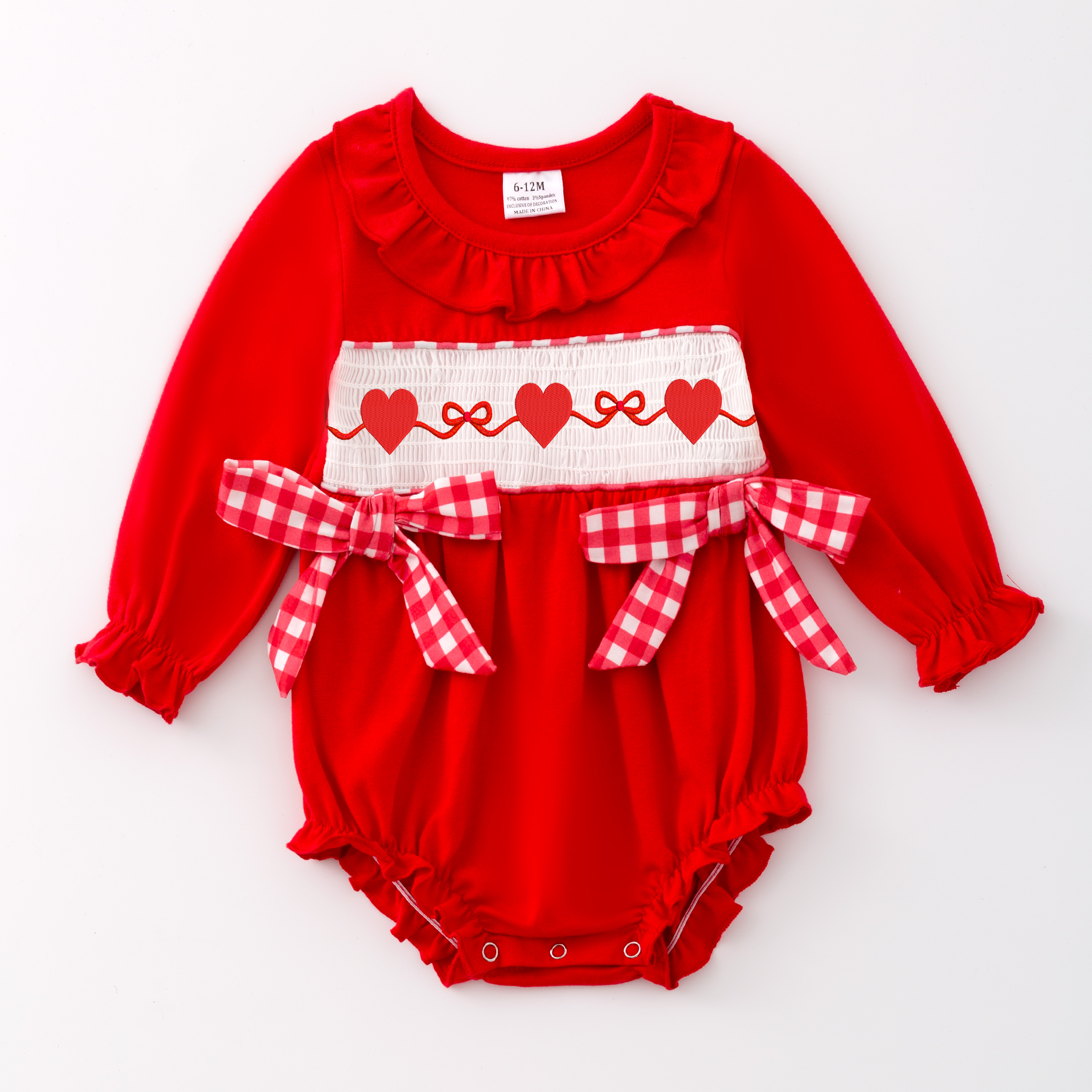 (Pre Order)Girls and Boys Valentine's Day Embroidery Smocked Dress Romper Outfit