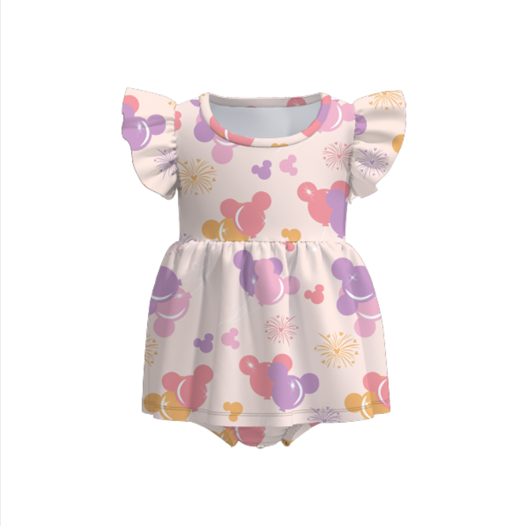 (Pre Order)Toddler Girls Spring and Summer Birthday Print Romper