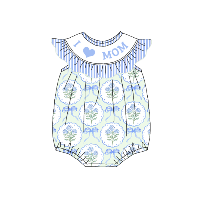 (Pre Order)Sisters Spring and Summer I♥MAMA Embroidery Smocked Dress&Romper