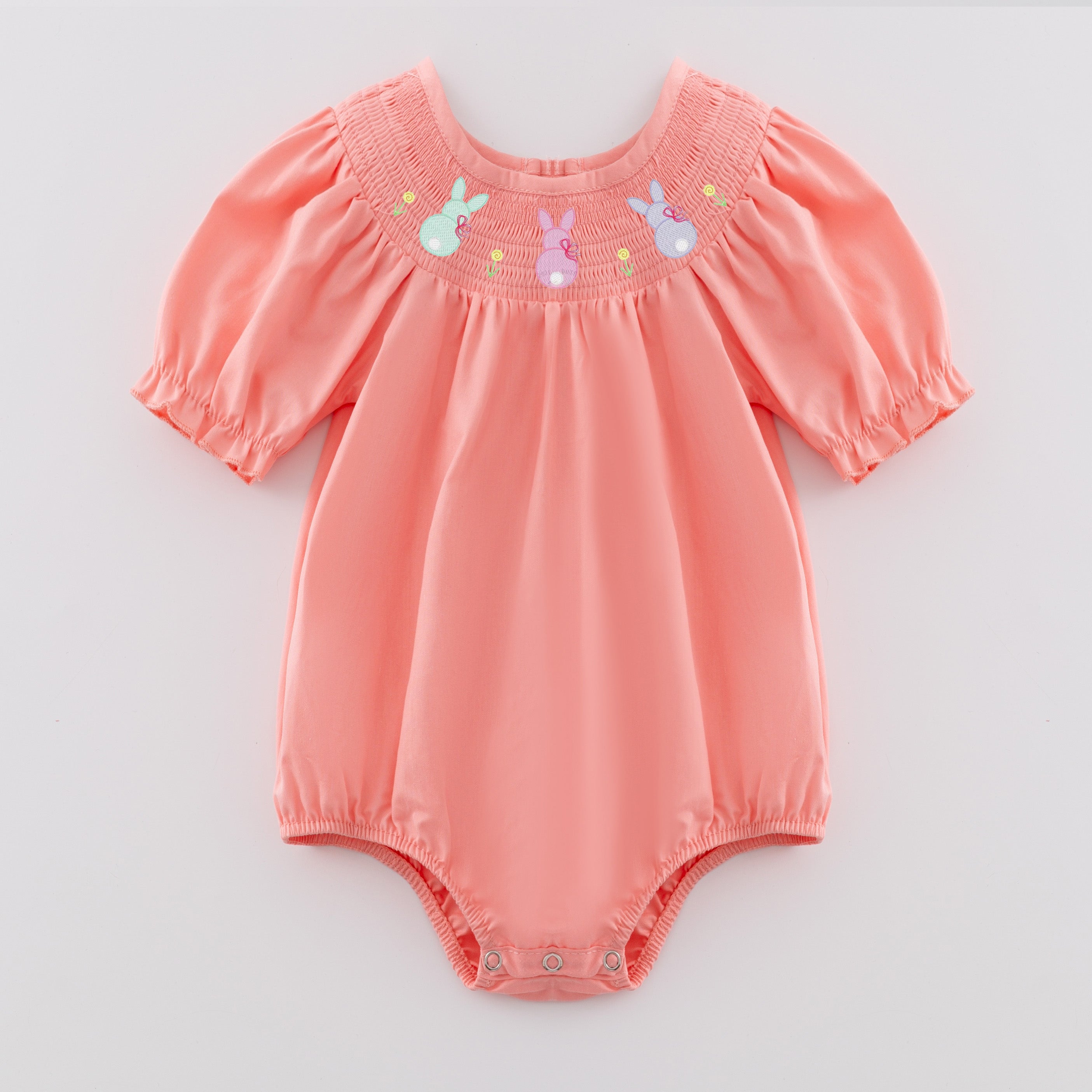 (Pre Order)Sisters Easter Bunny Embroidery Smocked Dress and Romper