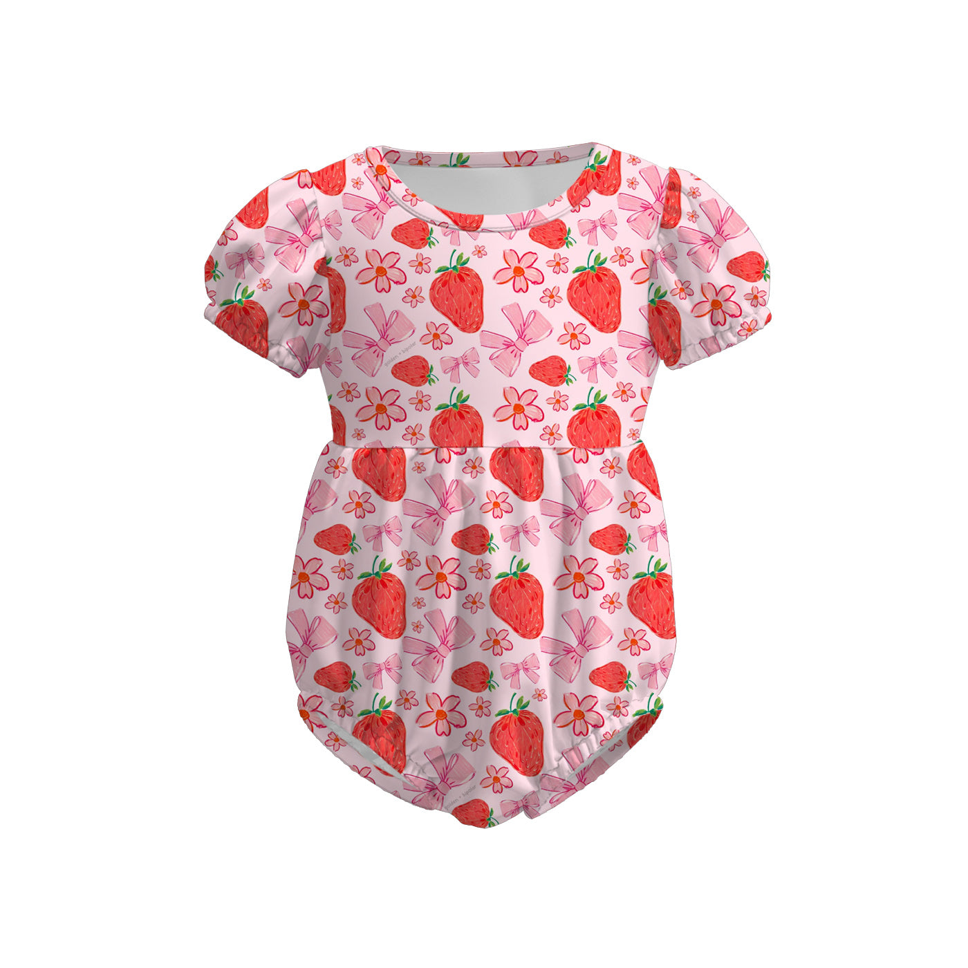 (Pre Order)Toddler Girls Spring and Summer Strawberry&Cartoon Print Romper