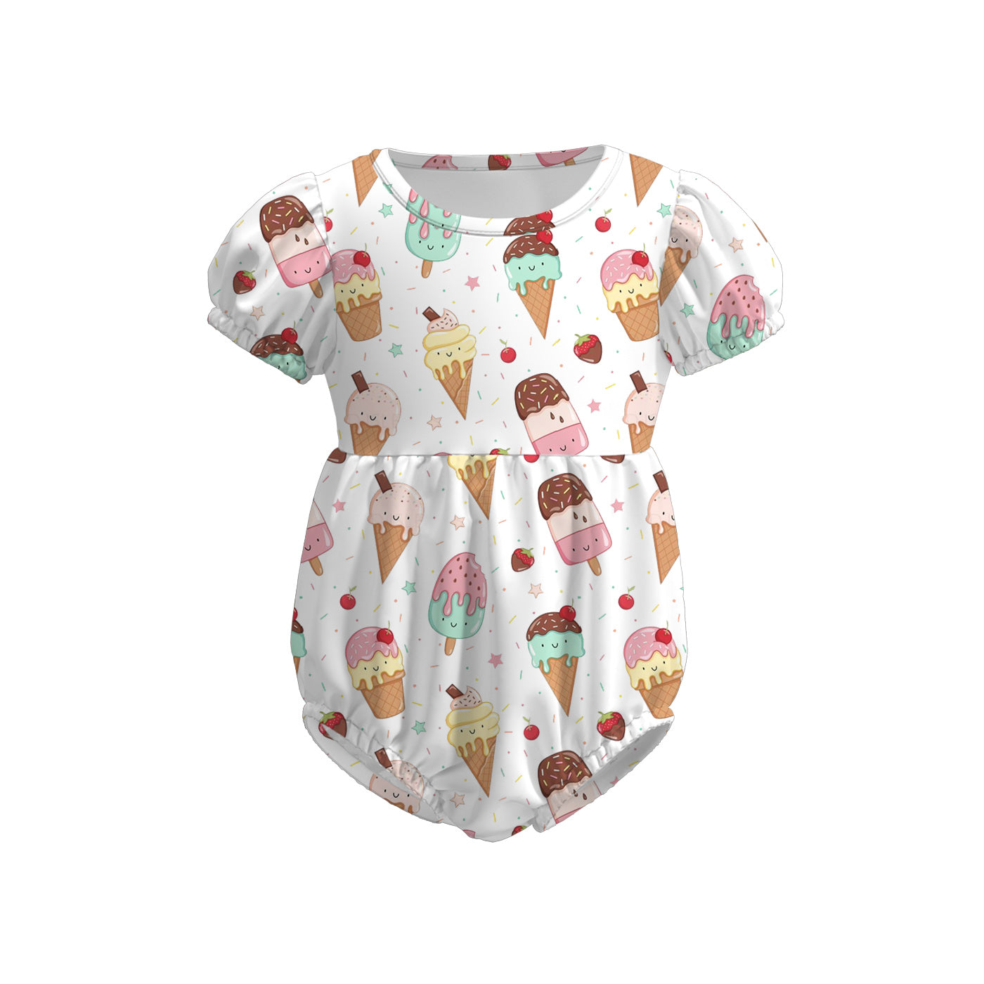 (Pre Order)Toddler Girls Spring and Summer Strawberry&Cartoon Print Romper