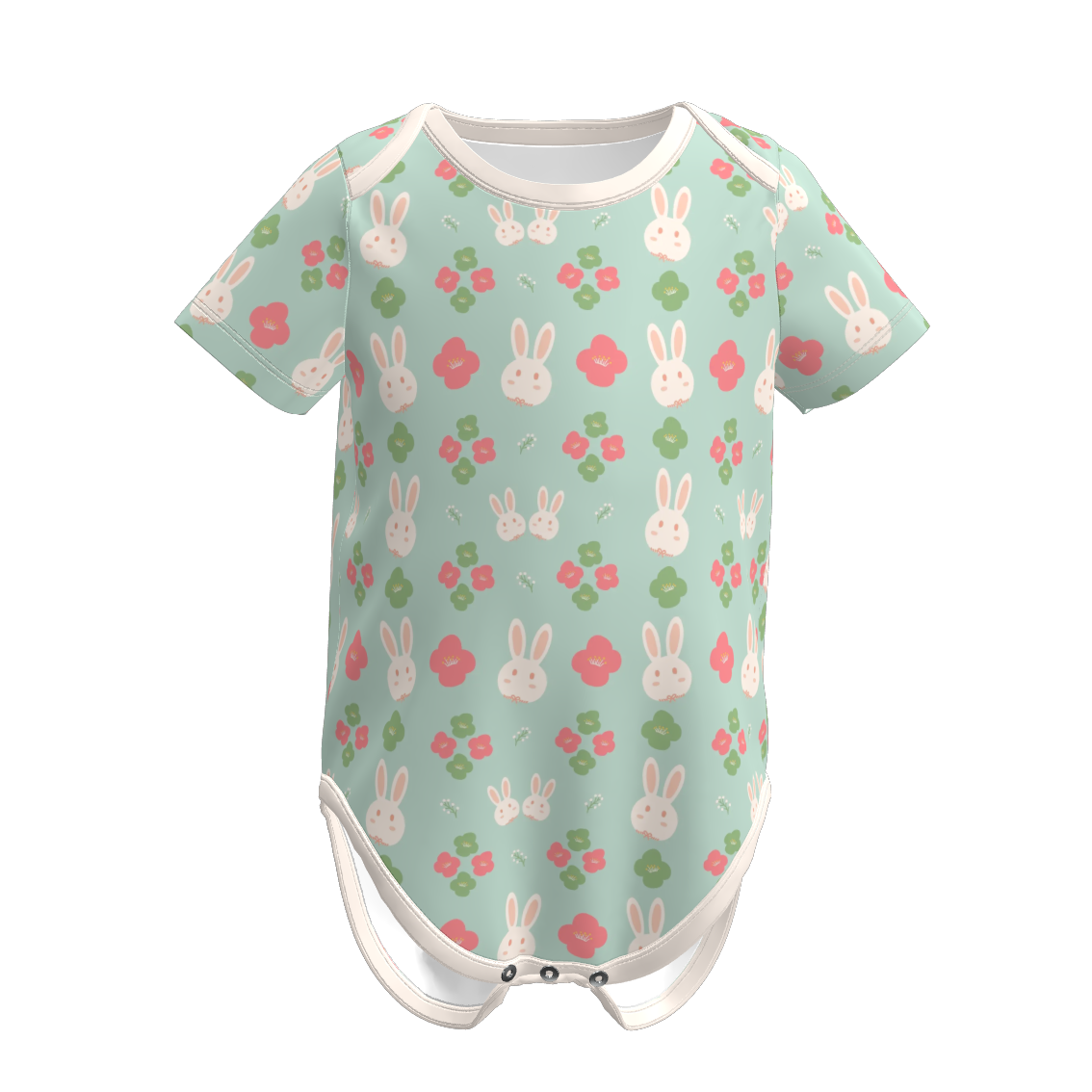 (Pre Order)Toddler Girls Easter Bunny&Floral Print Romper