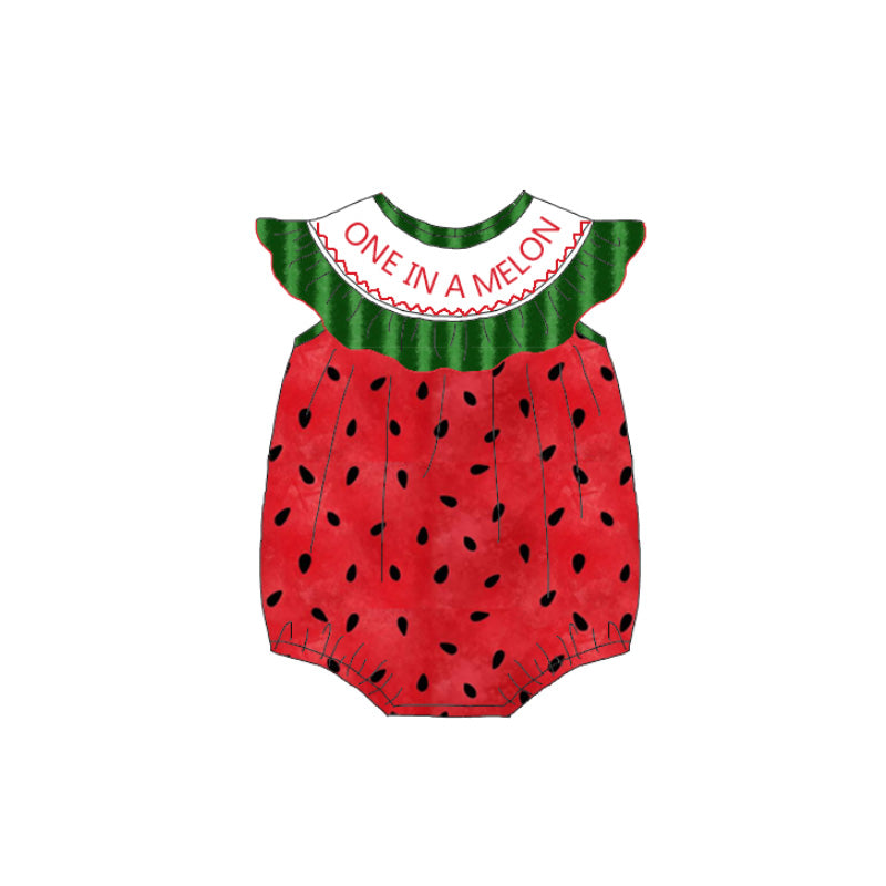 (Pre Order)Sisters Spring and Summer Watermelon Embroidery Smocked Dress&Romper