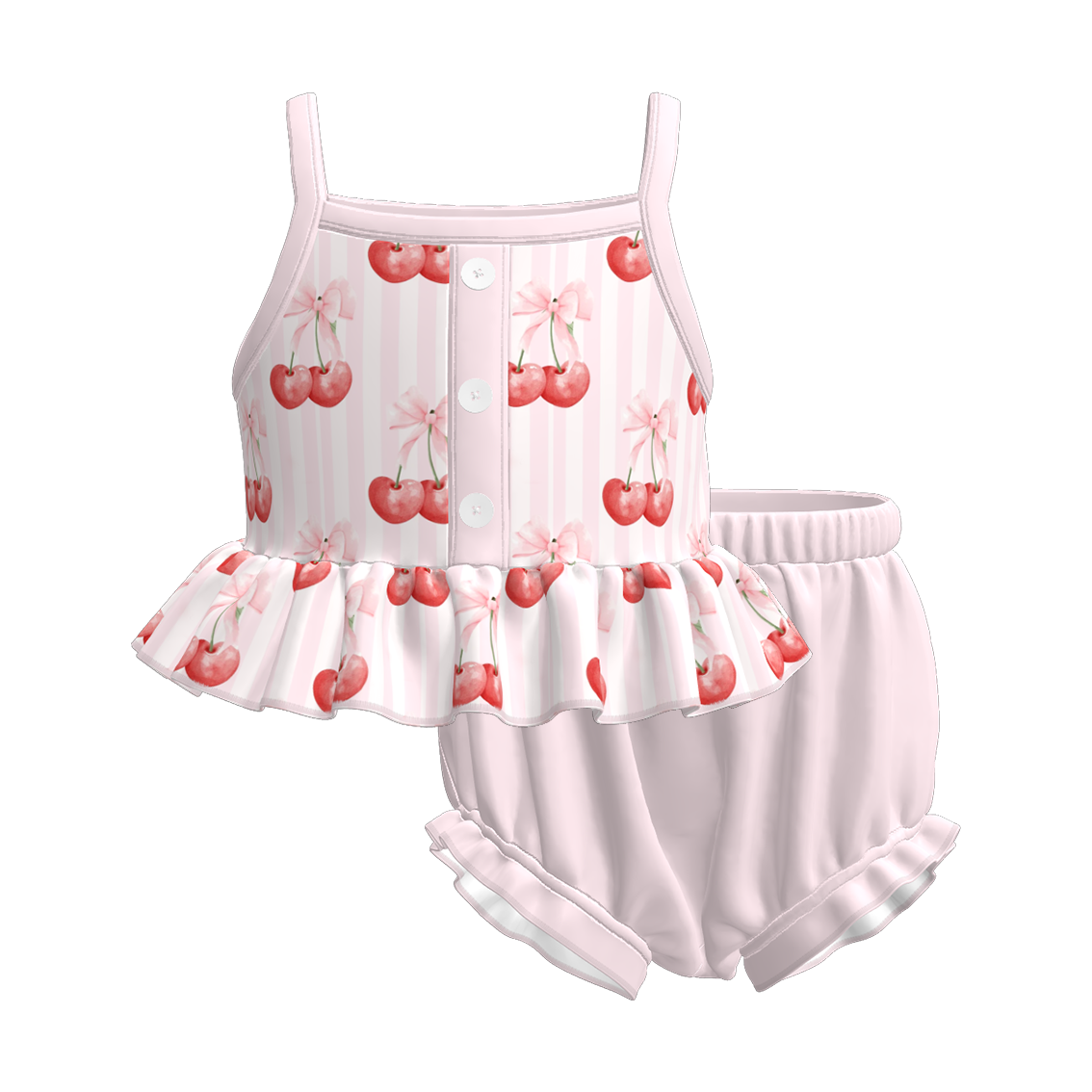 (Pre Order)Toddler Girls Spring and Summer Cherry Print Romper
