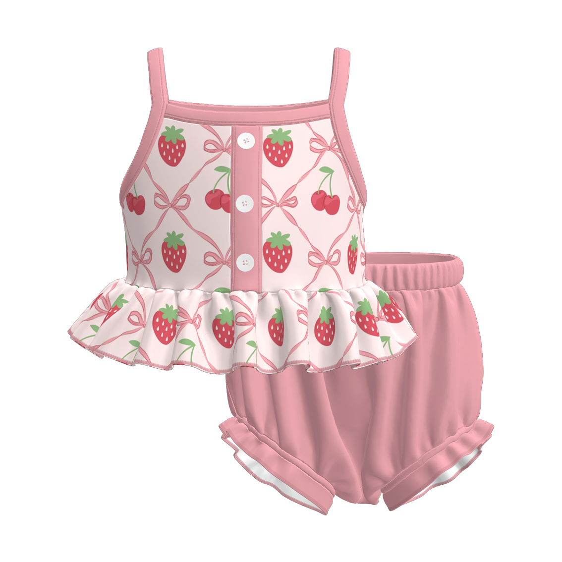 (Pre Order)Toddler Girls Spring and Summer Cherry Print Romper