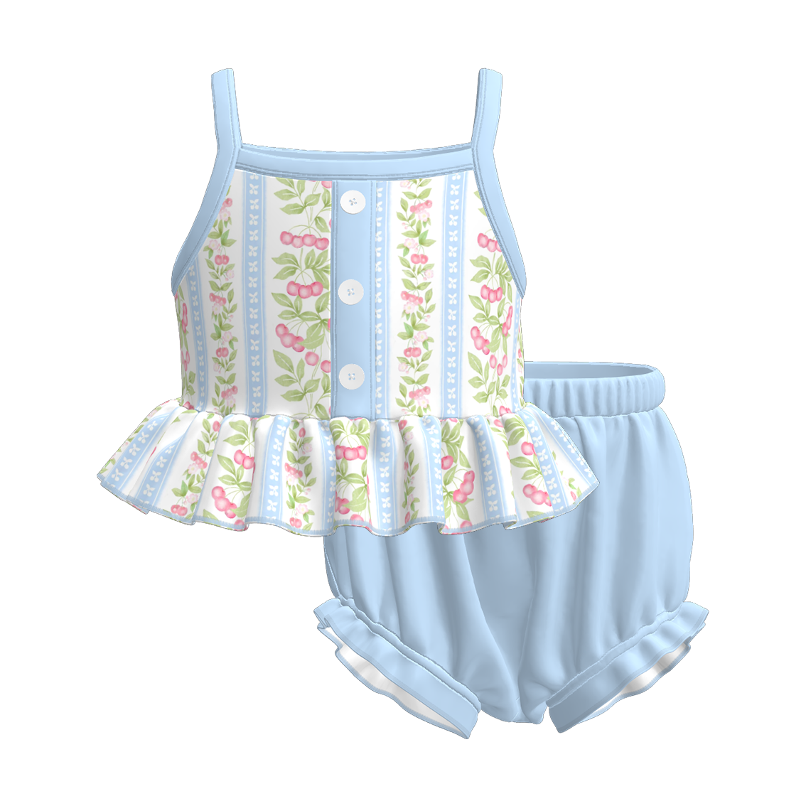 (Pre Order)Toddler Girls Spring and Summer Cherry Print Romper