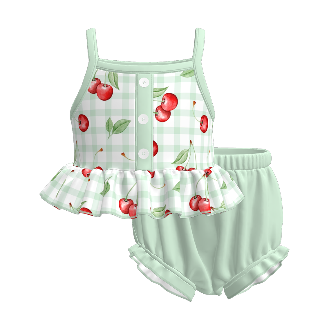 (Pre Order)Toddler Girls Spring and Summer Cherry Print Romper