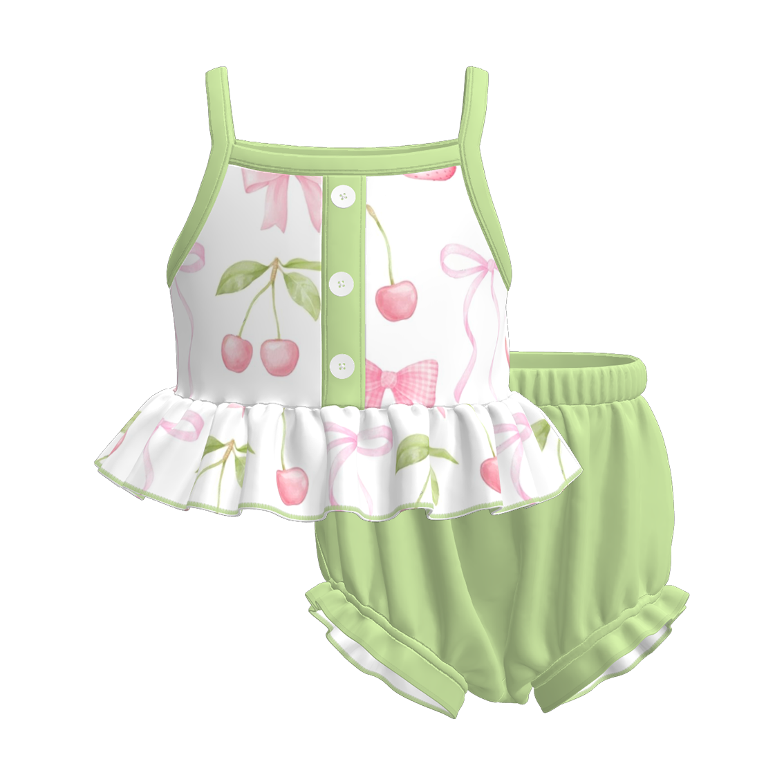 (Pre Order)Toddler Girls Spring and Summer Cherry Print Romper