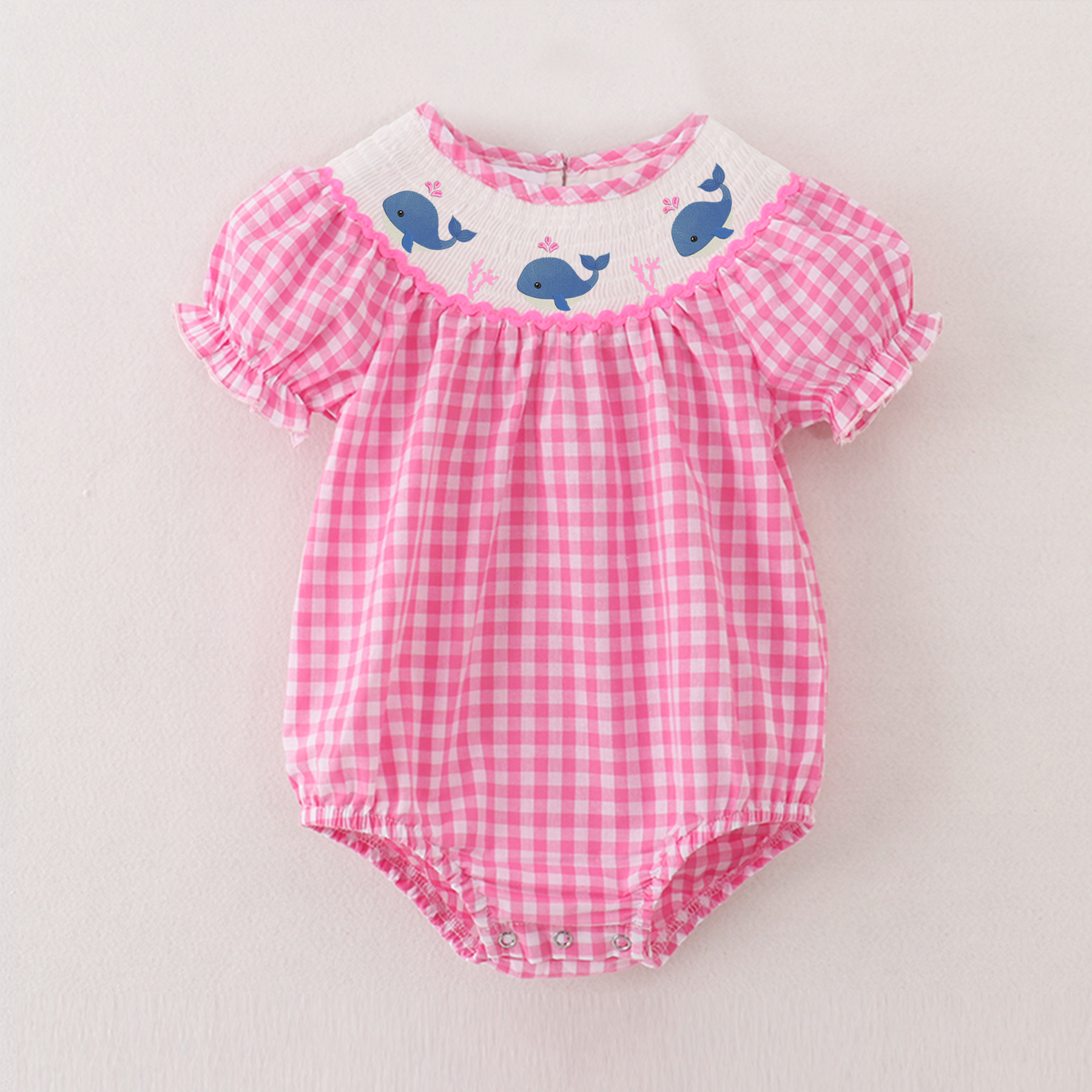 (Pre Order)Sisters Spring and Summer Princess&Whale Embroidery Smocked Dress and Romper