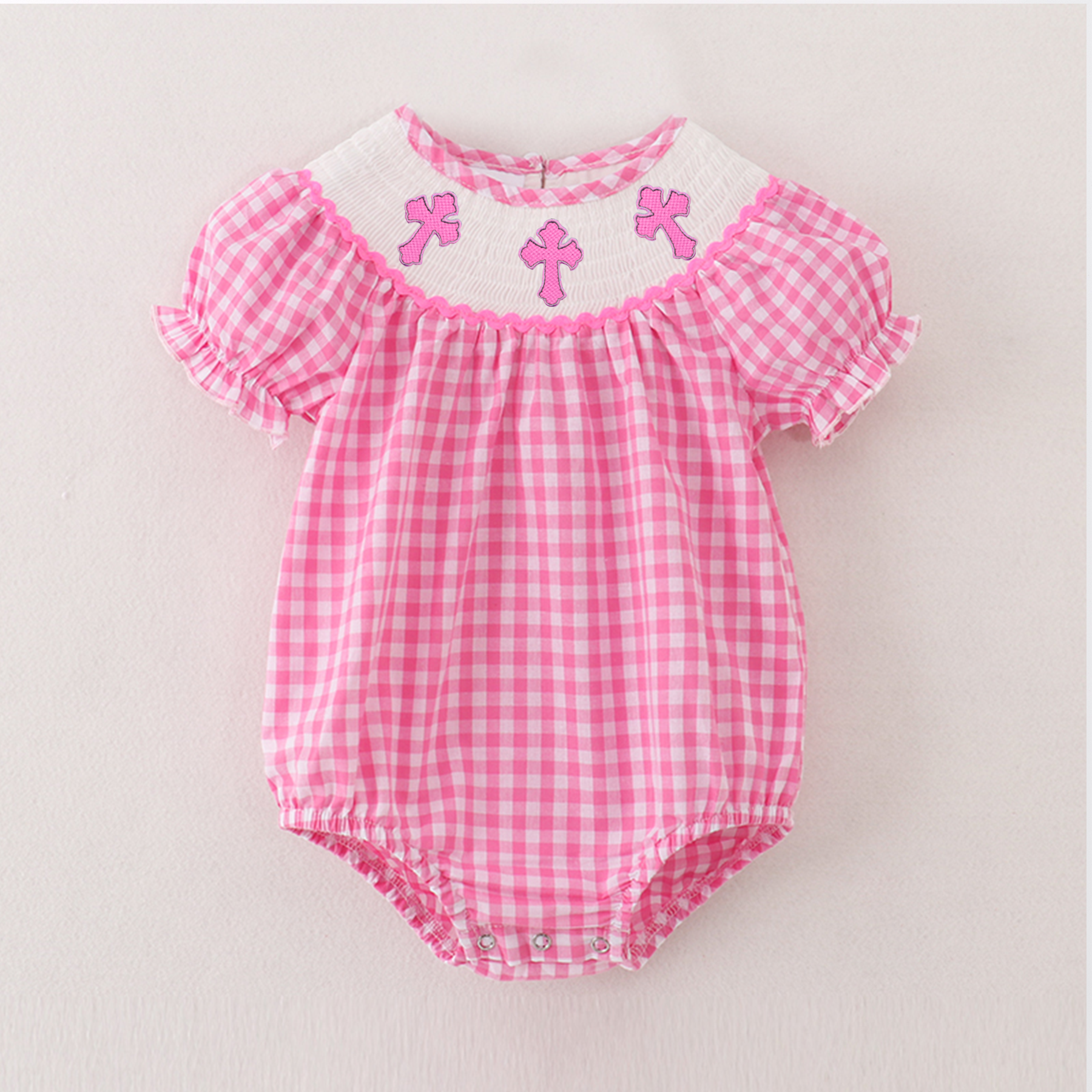 (Pre Order)Sisters Spring and Summer Cross&Cherry Embroidery Smocked Dress and Romper