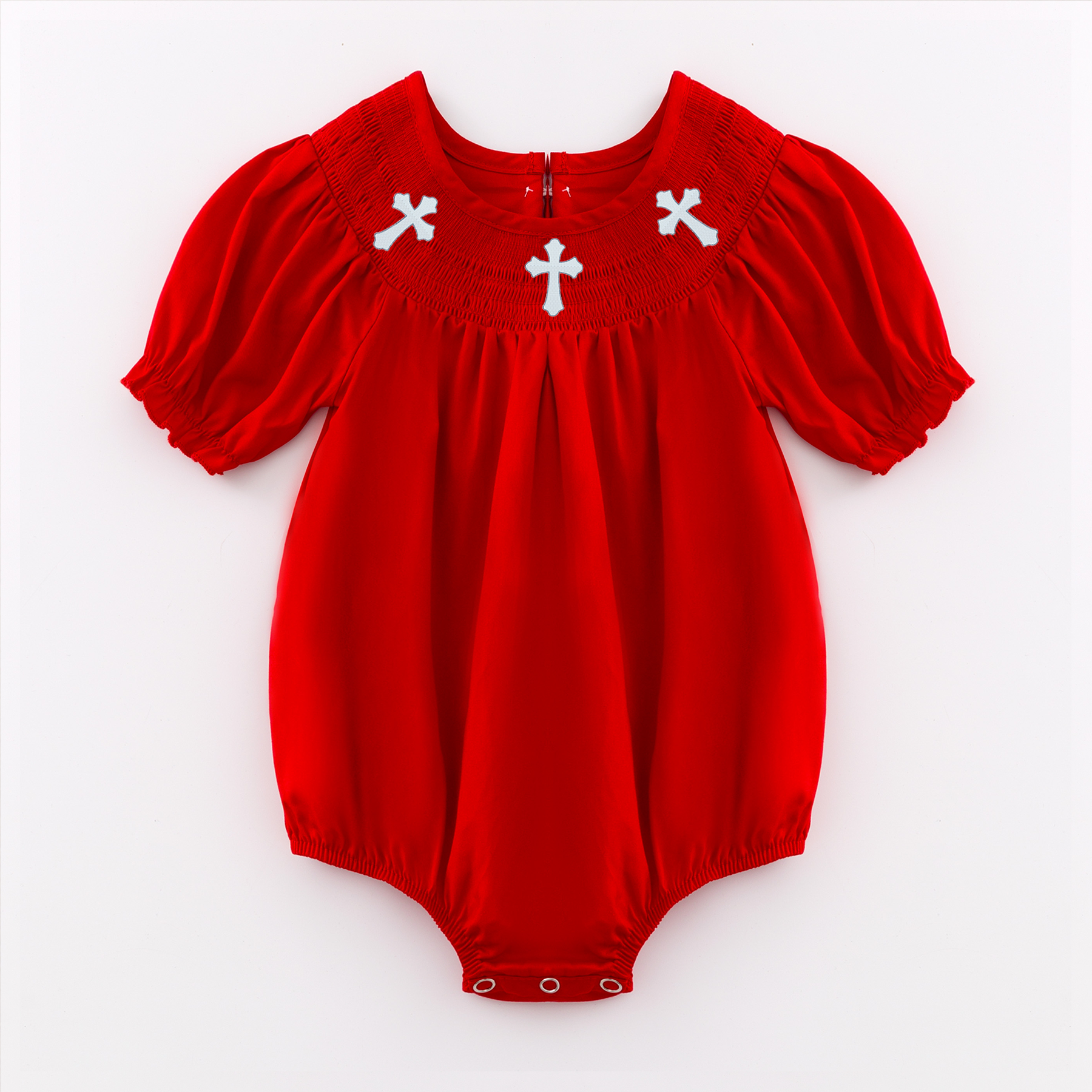 (Pre Order)Sisters Spring and Summer Cross Embroidery Smocked Dress and Romper