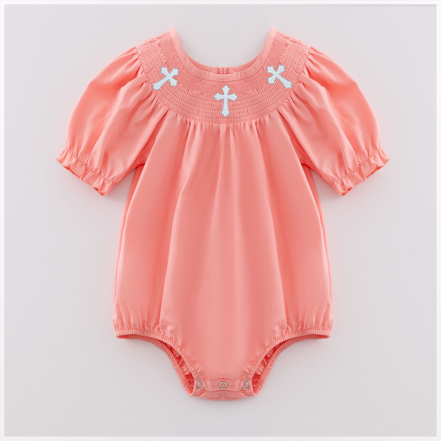 (Pre Order)Sisters Spring and Summer Cross Embroidery Smocked Dress and Romper