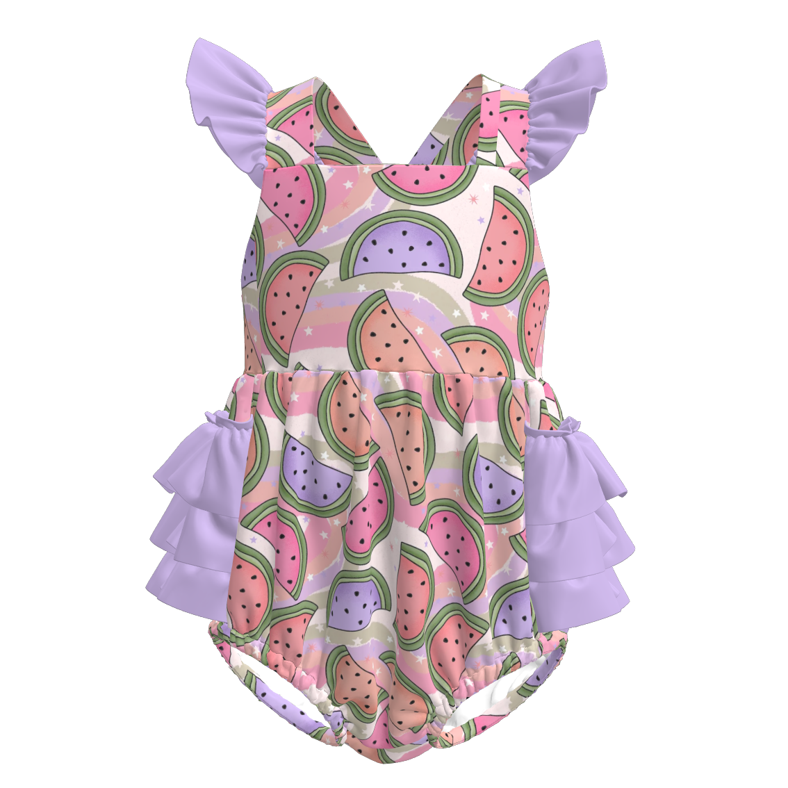 (Pre Order)Toddler Girls Spring and Summer Fruit&Bow Print Romper