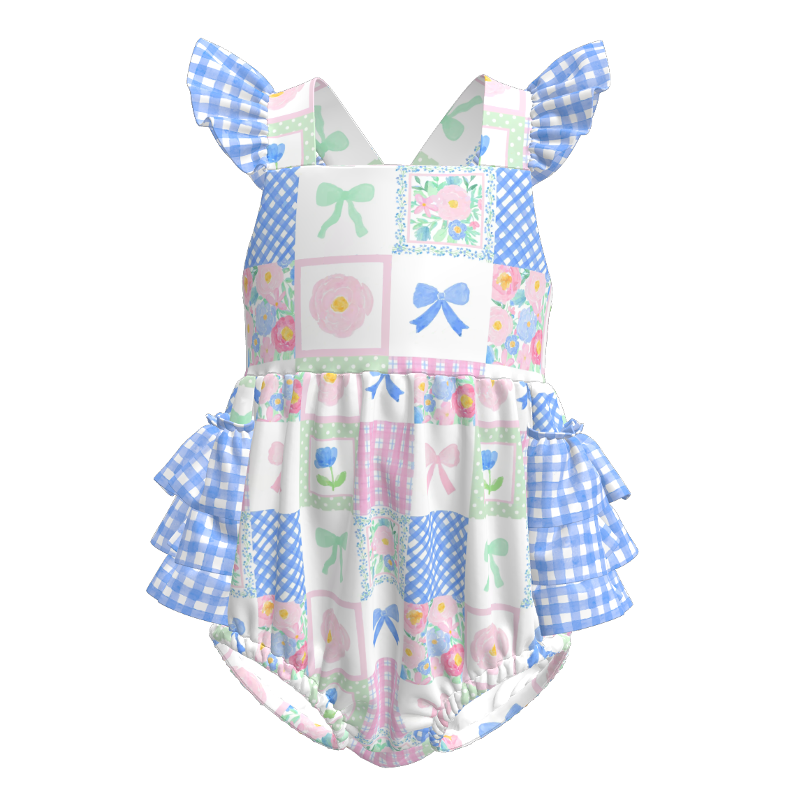 (Pre Order)Toddler Girls Spring and Summer Fruit&Bow Print Romper