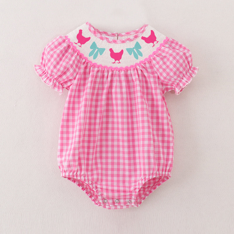 (Pre Order)Sisters Spring and Summer Horse&Chick Embroidery Smocked Dress and Romper