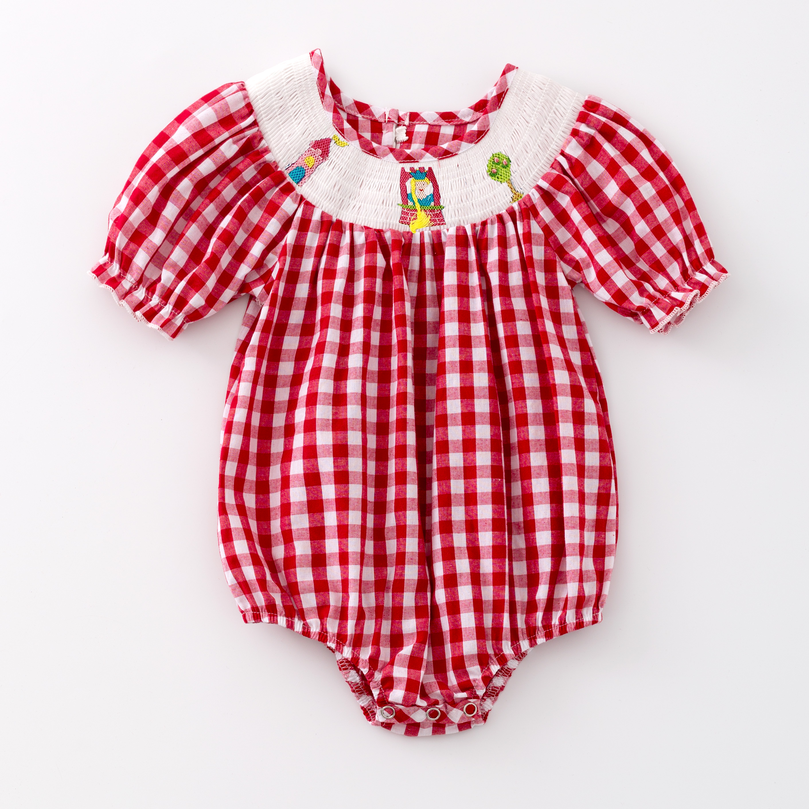 (Pre Order)Girls Spring and Summer Princess Embroidery Smocked Dress and Romper