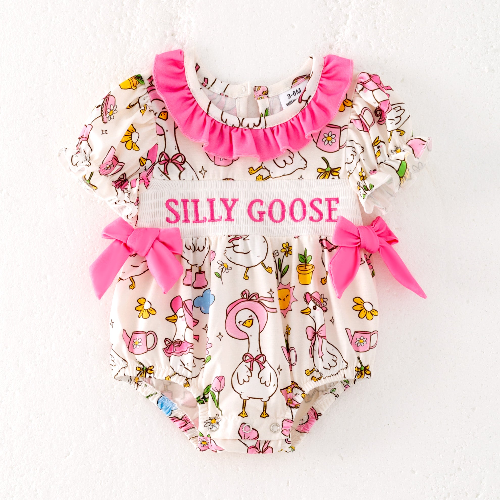 (Pre Order)Sisters Spring and Summer Silly Goose Embroidery Smocked Dress&Romper