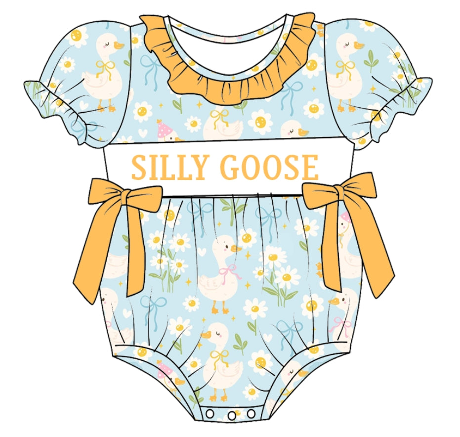 (Pre Order)Sisters Spring and Summer Silly Goose Embroidery Smocked Dress&Romper