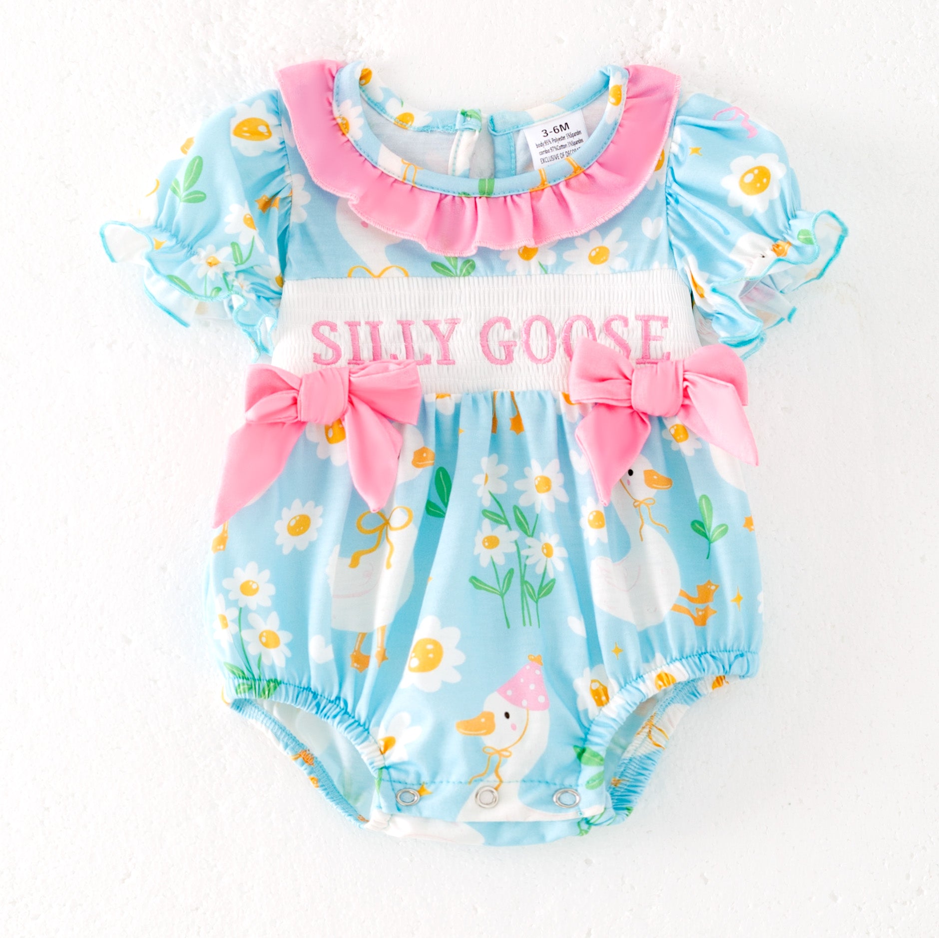 (Pre Order)Sisters Spring and Summer Silly Goose Embroidery Smocked Dress&Romper