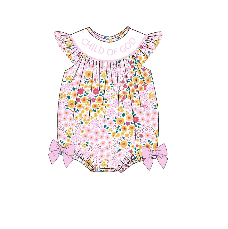 (Pre Order)Sisters Spring and Summer CHILD OF GOD Embroidery Smocked Dress&Romper