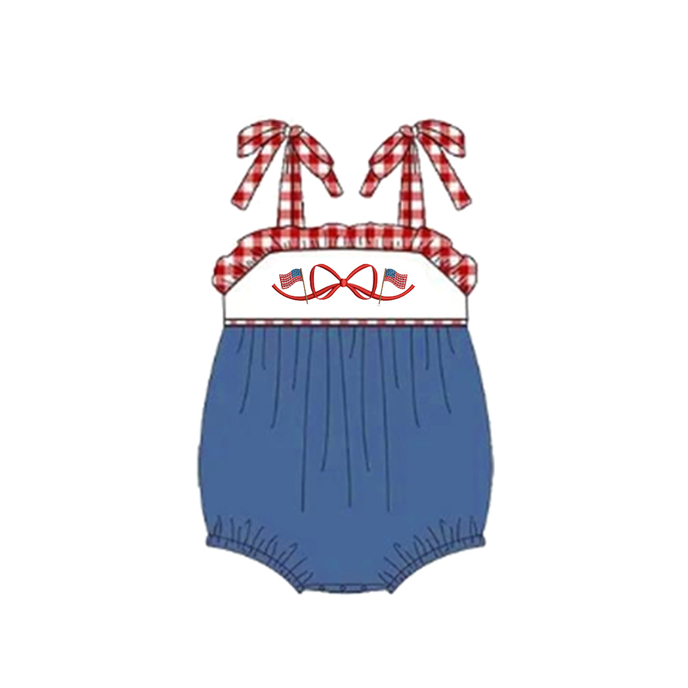 (Pre Order)Siblings Patriotic Embroidery Dress,Romper&Set