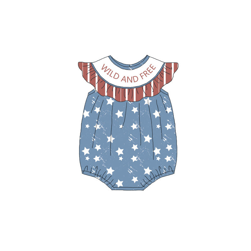 (Pre Order)Sisters Patriotic Embroidery Smocked Dress&Romper