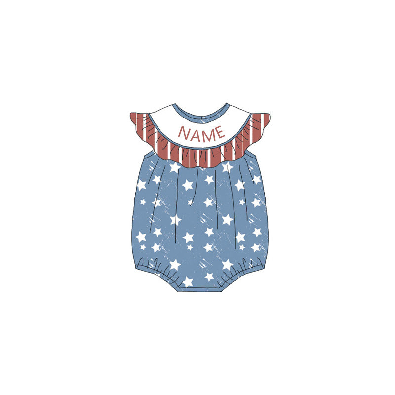 (Pre Order)Sisters Patriotic Embroidery Smocked Dress&Romper