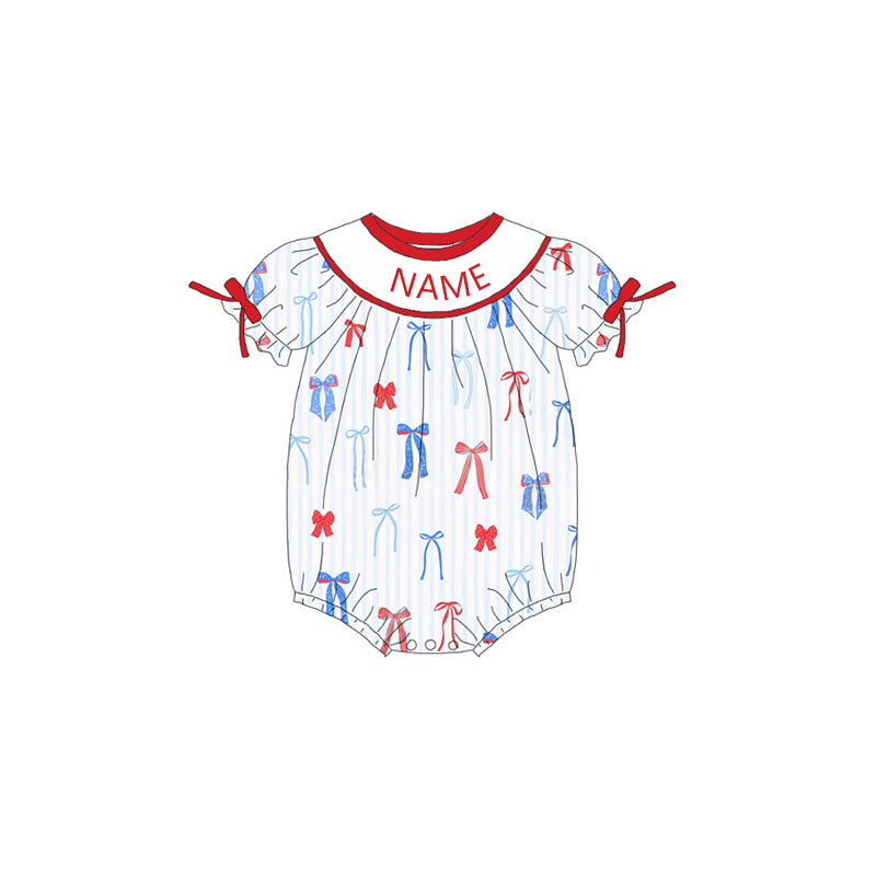 (Pre Order)Sisters Patriotic Embroidery Smocked Dress&Romper