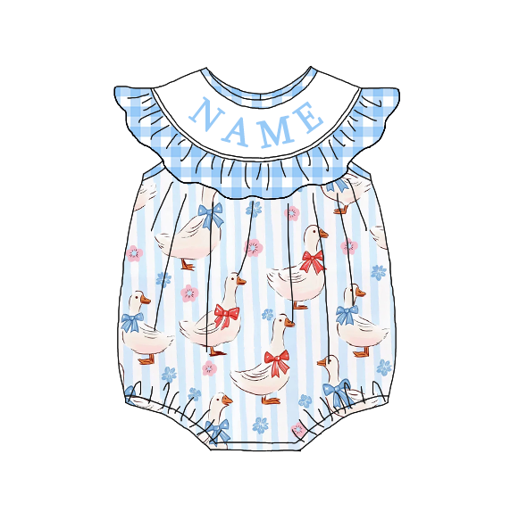 (Pre Order)Sisters Spring and Summer Silly Goose Embroidery Smocked Dress&Romper