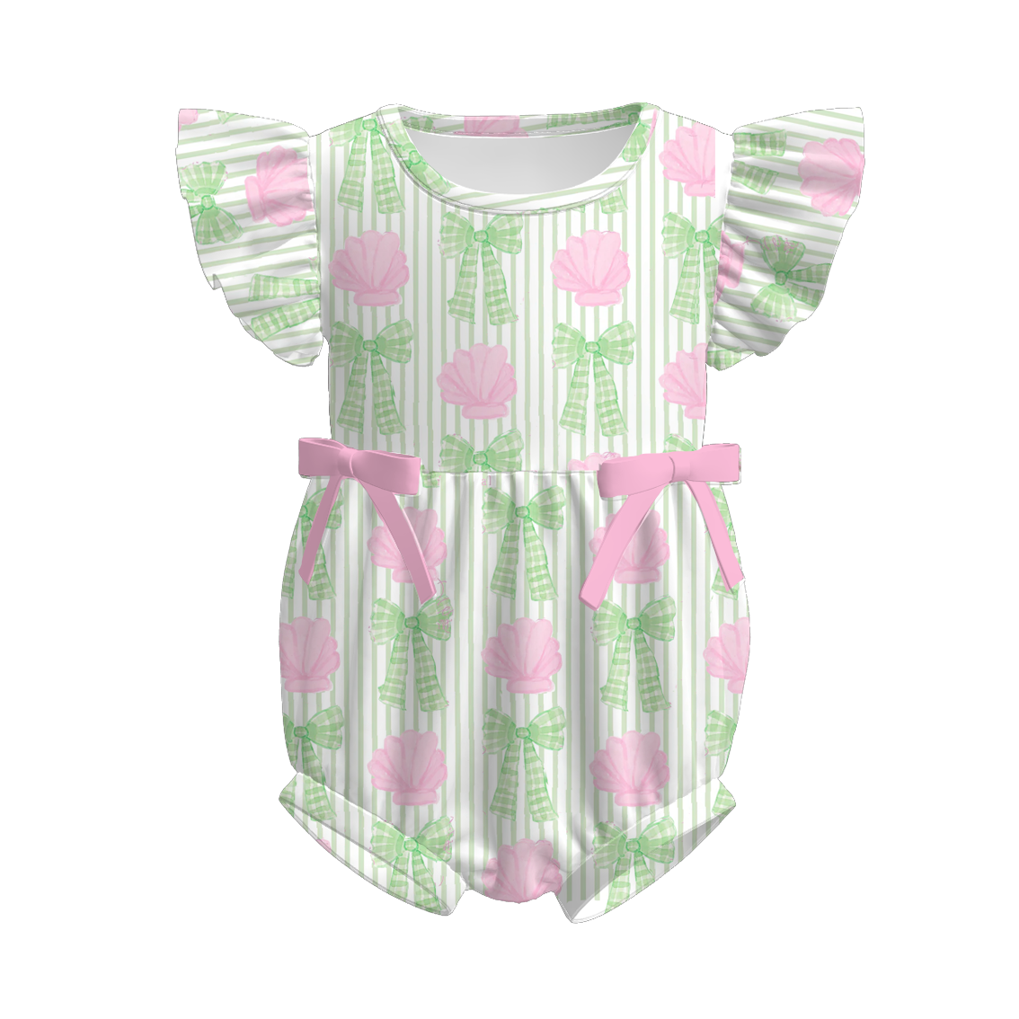(Pre Order)Toddler Girls Spring and Summer Bow&Dino Print Romper