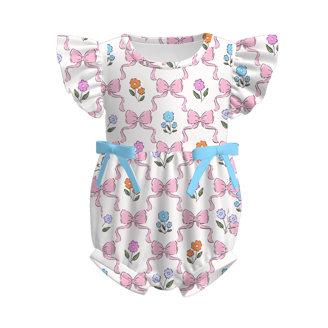 (Pre Order)Toddler Girls Spring and Summer Bow&Dino Print Romper