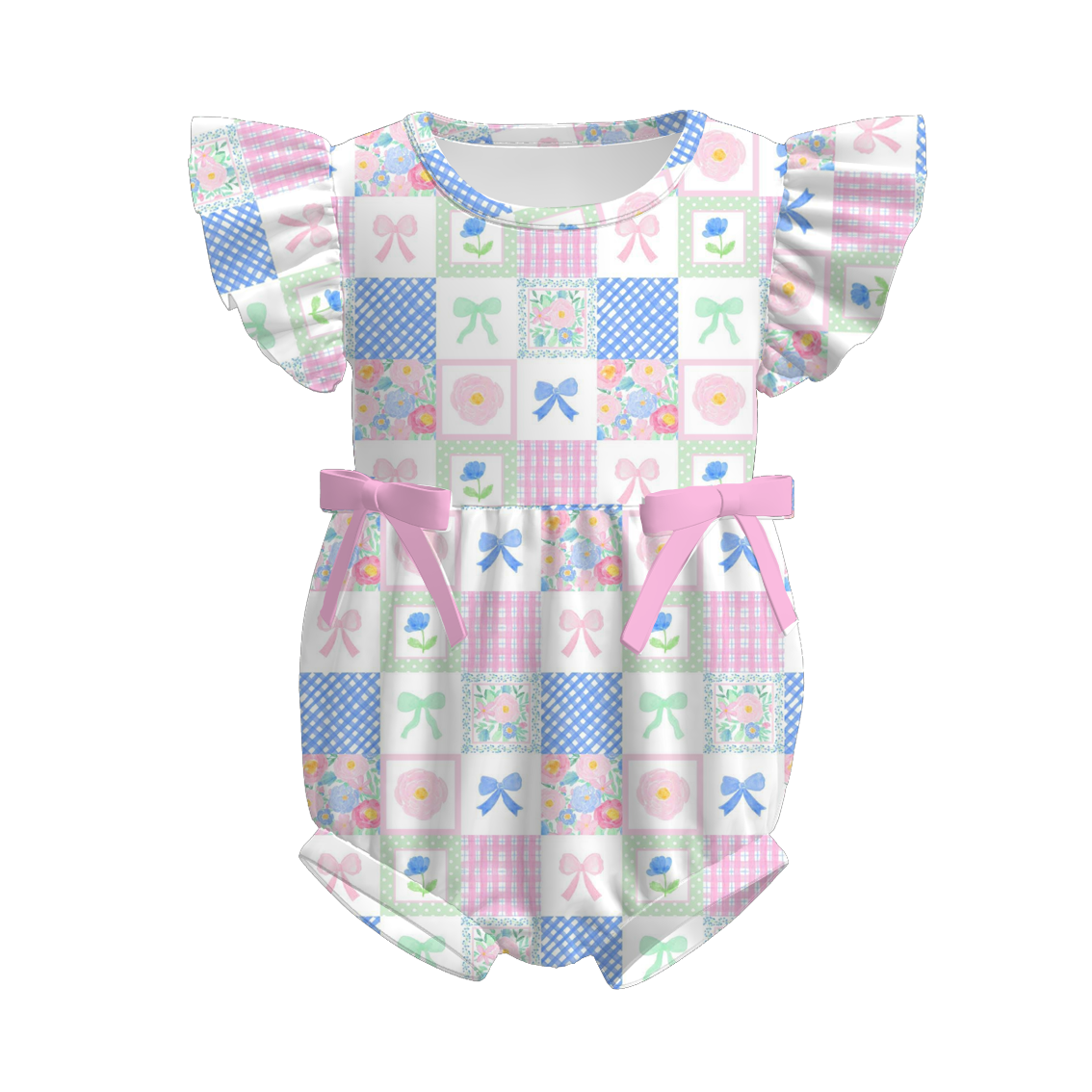(Pre Order)Toddler Girls Spring and Summer Bow&Dino Print Romper