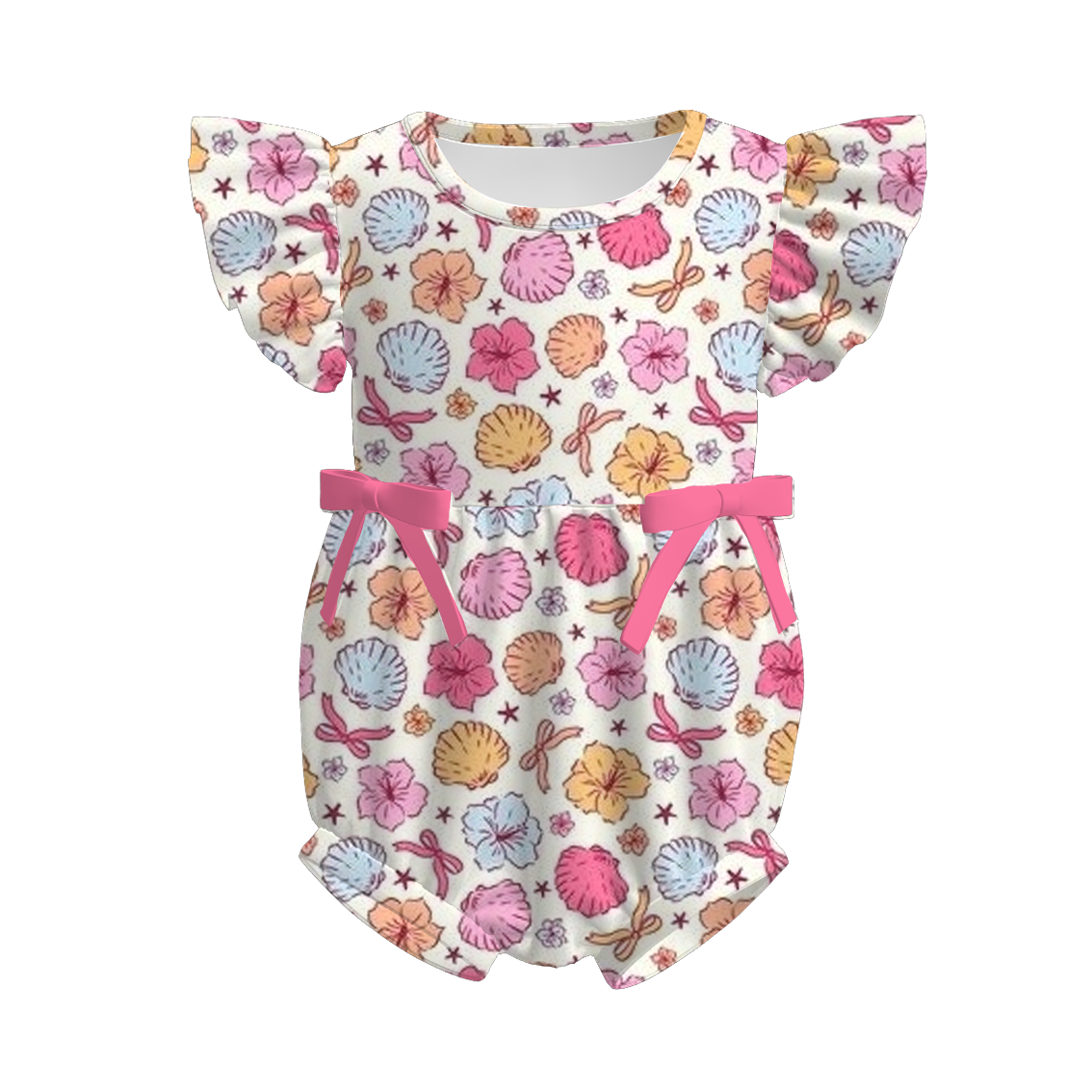 (Pre Order)Toddler Girls Spring and Summer Bow&Dino Print Romper