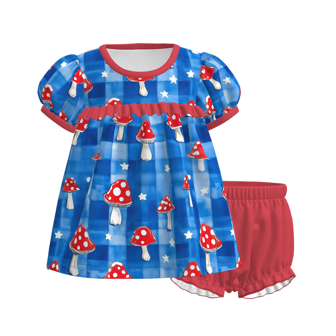 (Pre Order)Sisters Patriotic Print Dress&Bloomer Set